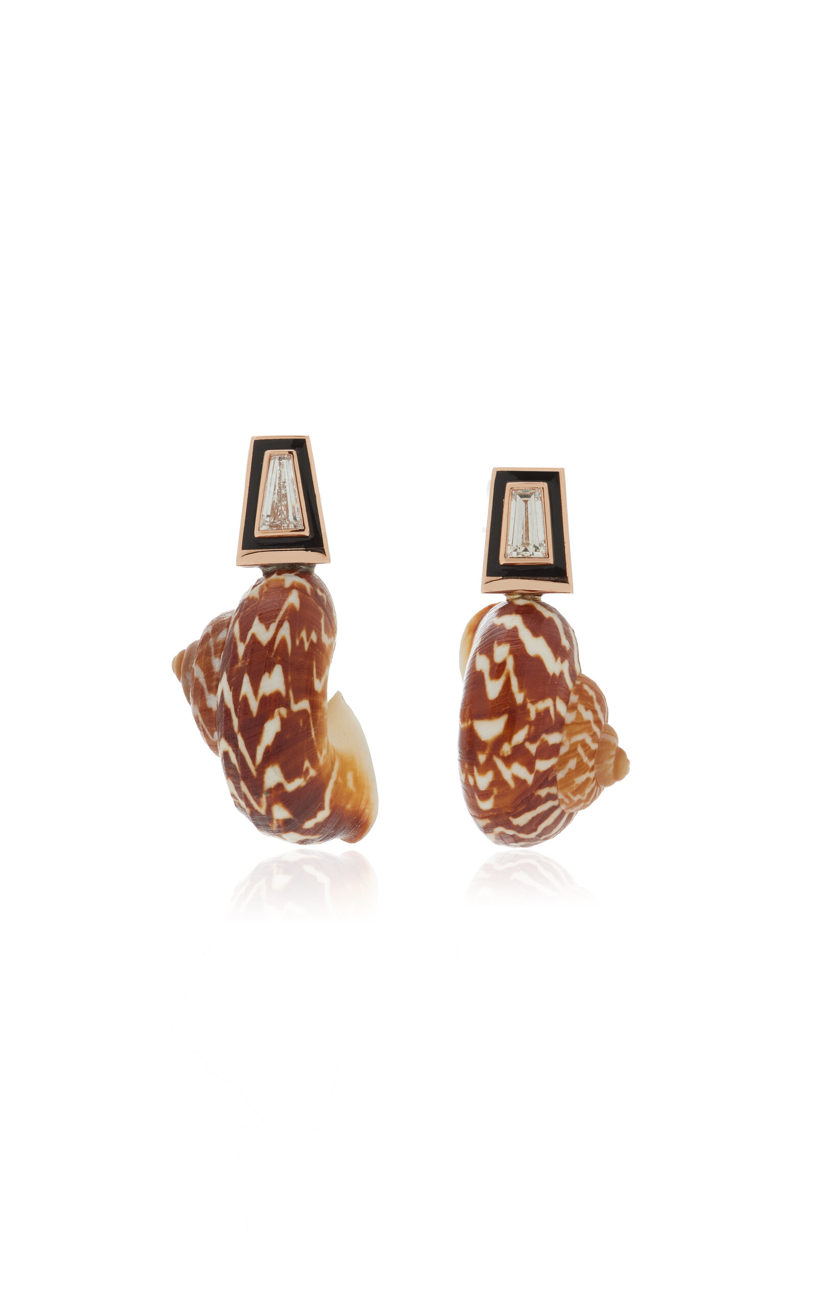 DEZSO BY SARA BELTRAN 18k Rose Gold Ondulato Shell with Diamond Earrings - Gold - OS - Only At Moda Operandi