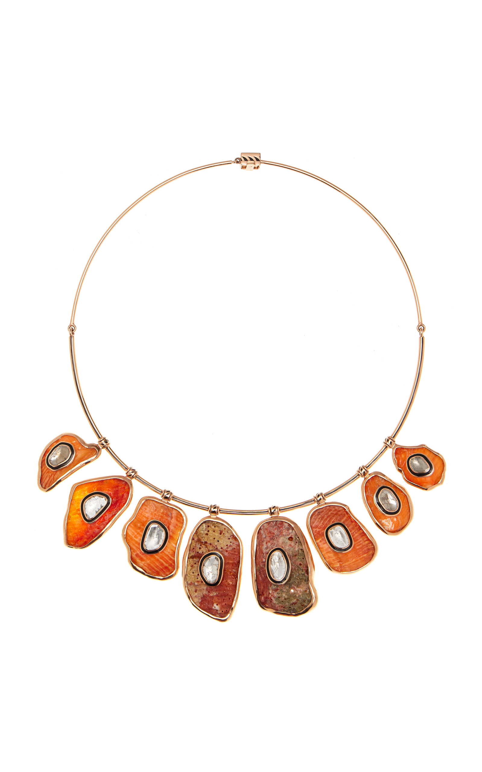 Dezso By Sara Beltran 18k Rose Gold Miami Shell With Polki Diamonds Necklace In Gold
