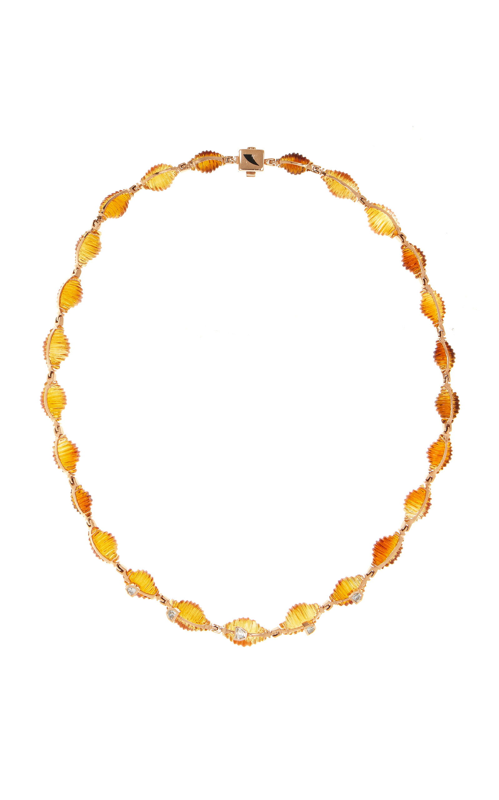 DEZSO BY SARA BELTRAN 18k Rose Gold Amber Shell with Diamonds Necklace - Gold - OS - Only At Moda Operandi