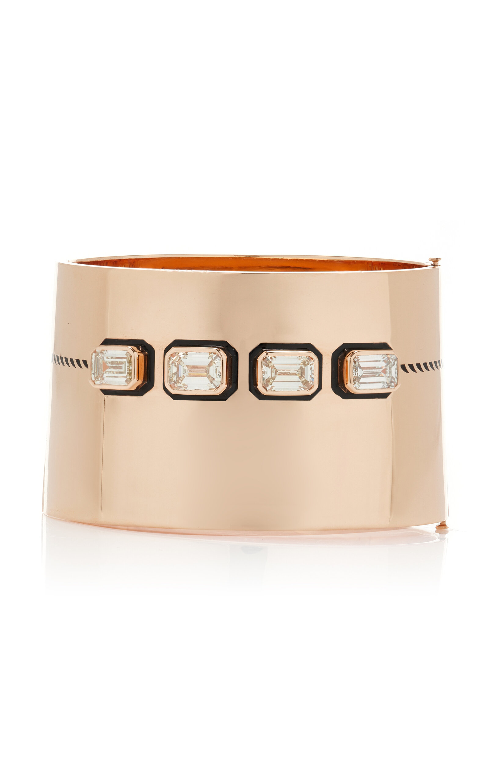 Dezso By Sara Beltran 18k Rose Gold Emerald Cut Diamond Cuff In Gold