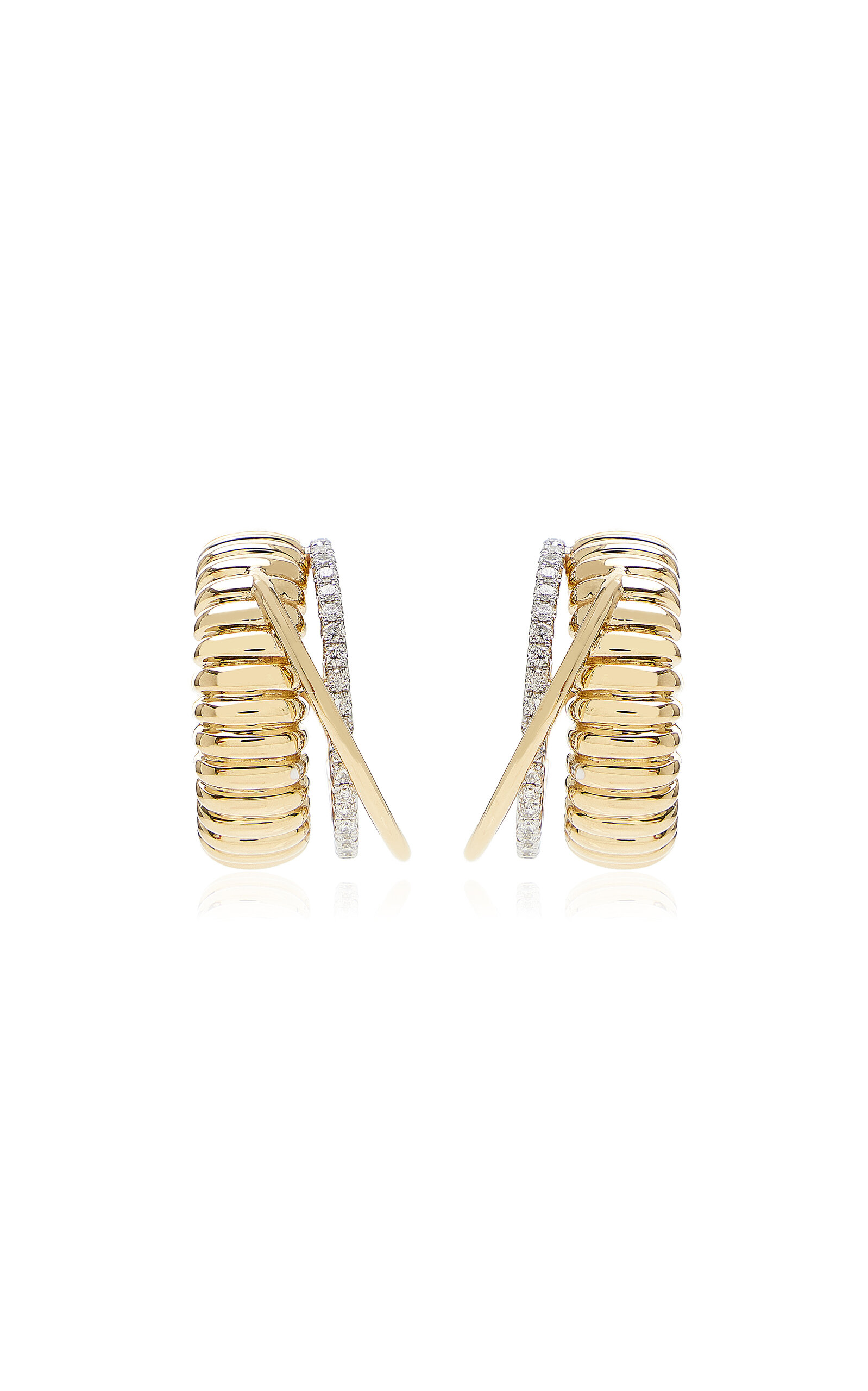 Yvonne Léon 9k Gold Diamond Earrings In Gold