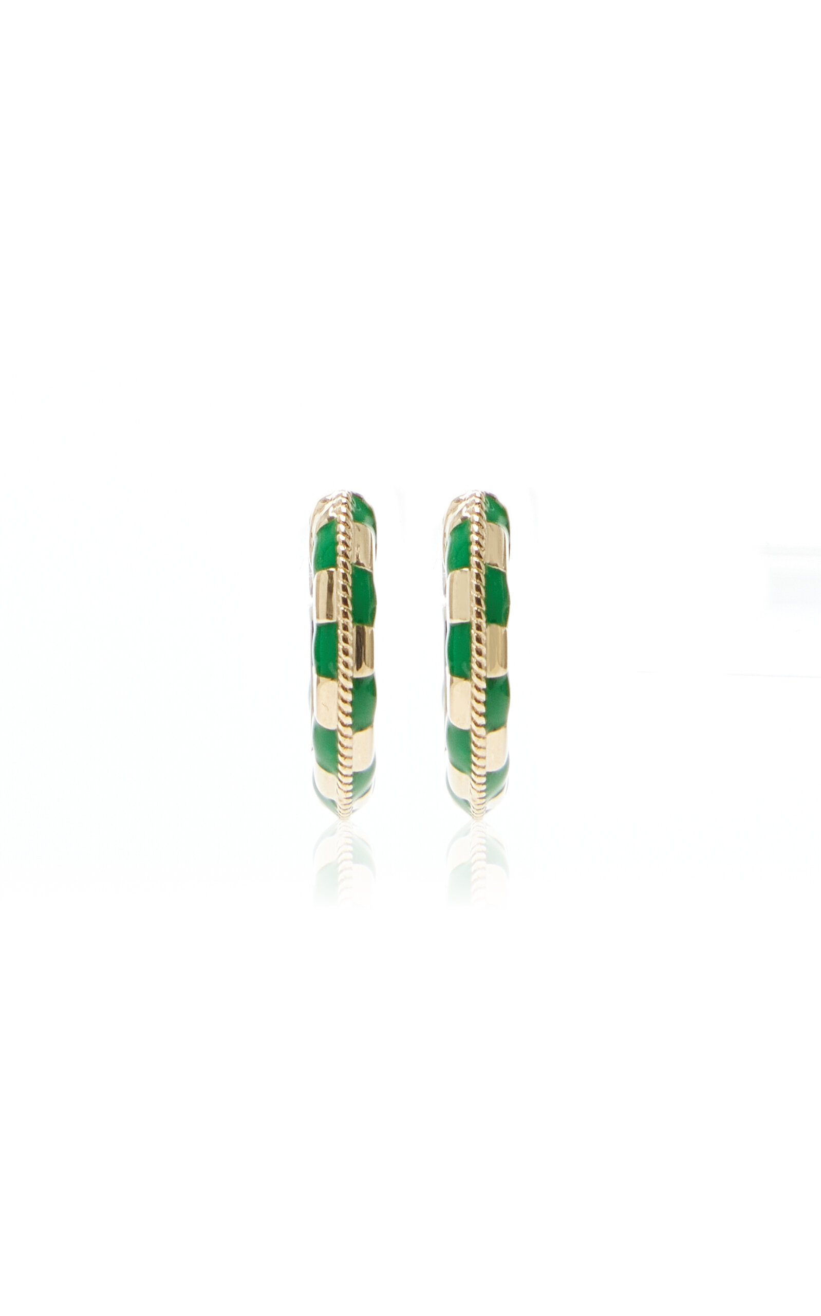 Yvonne Léon 9k Gold Nano Enamel Earrings In Green