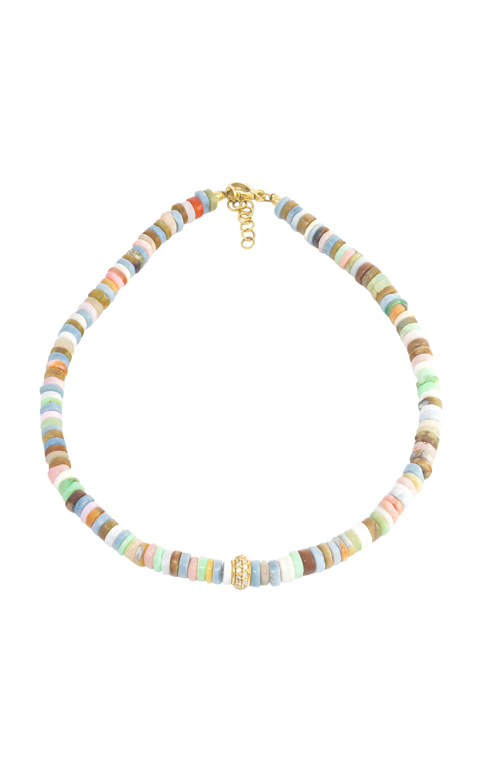 Beaded 18k Yellow Gold; Diamond; and Opal Necklace