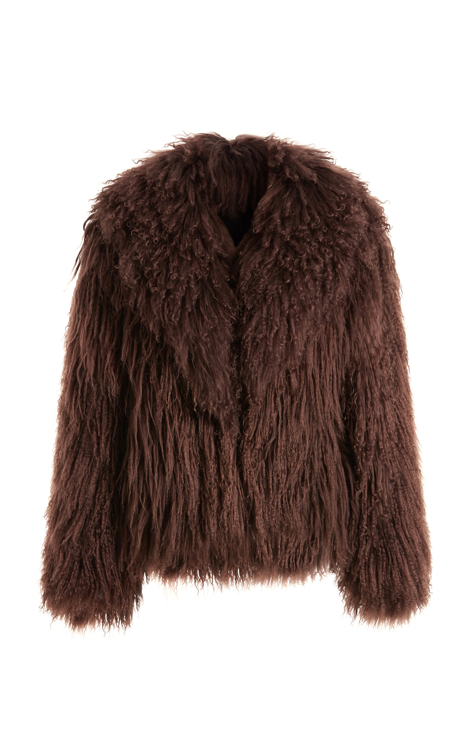 16arlington Maryam Oversized Mongolian Shearling Jacket In Brown
