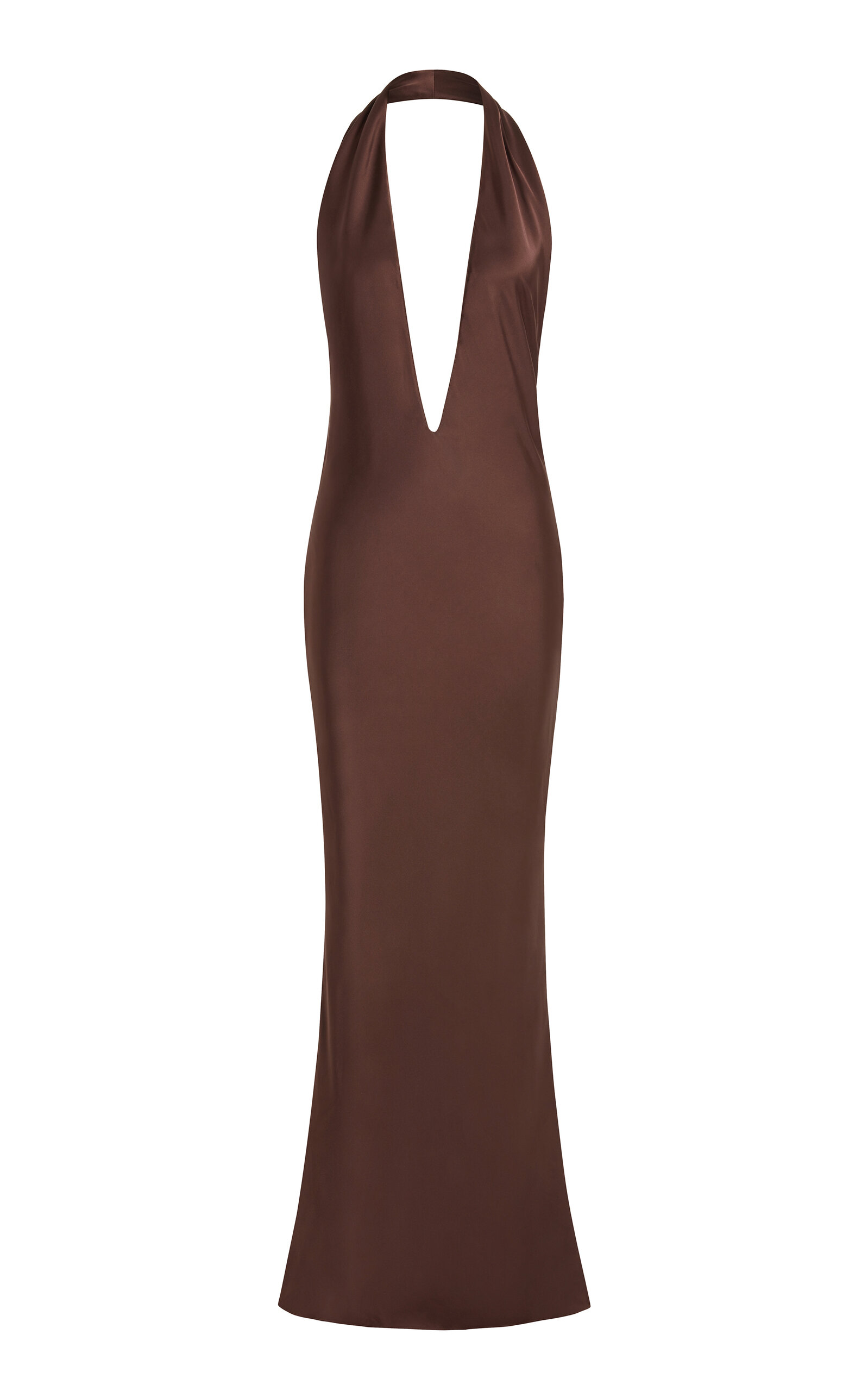 16arlington Maren Bias-cut Satin Gown In Brown