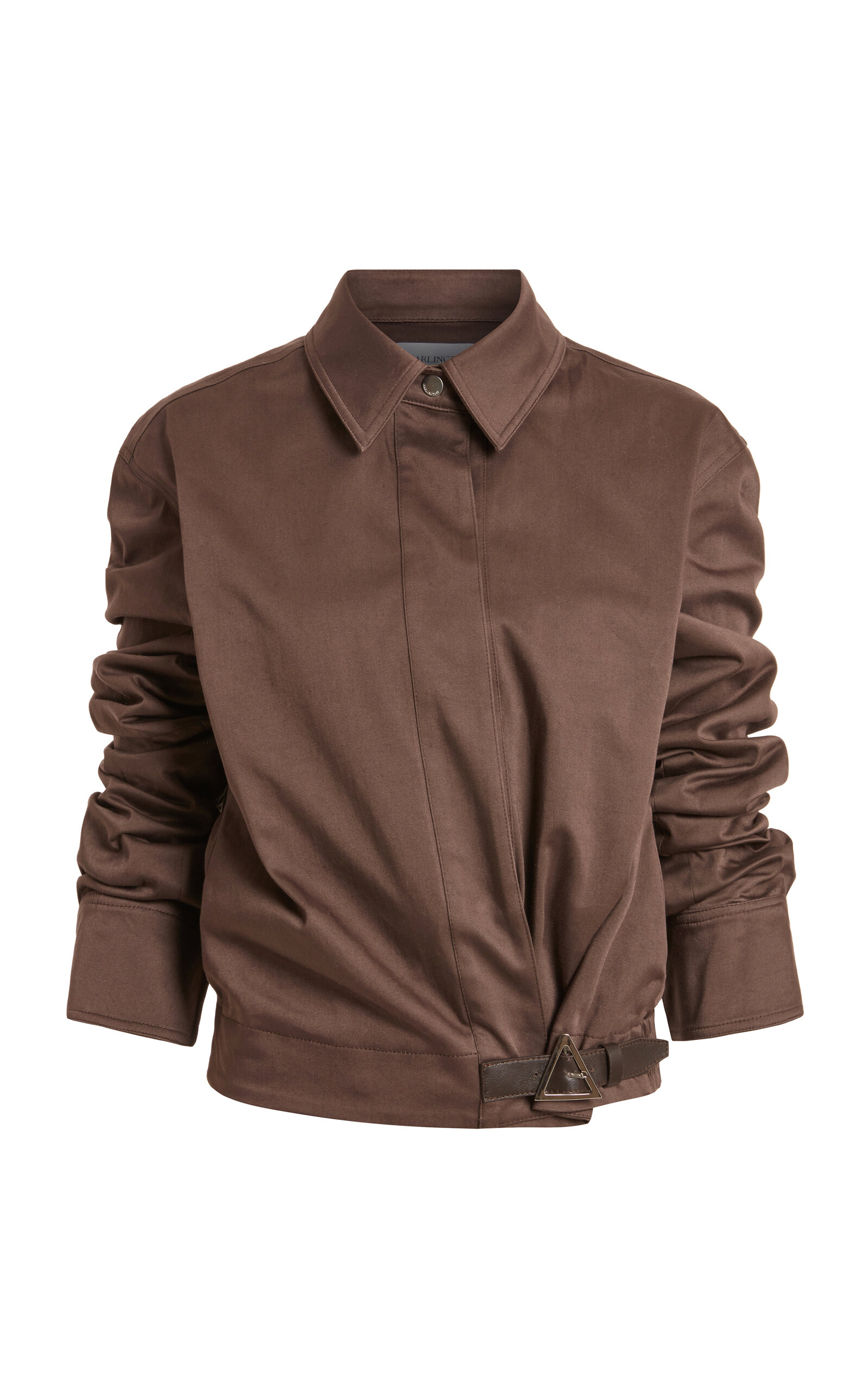 16arlington Jolie Ruched Cotton-sateen Jacket In Brown
