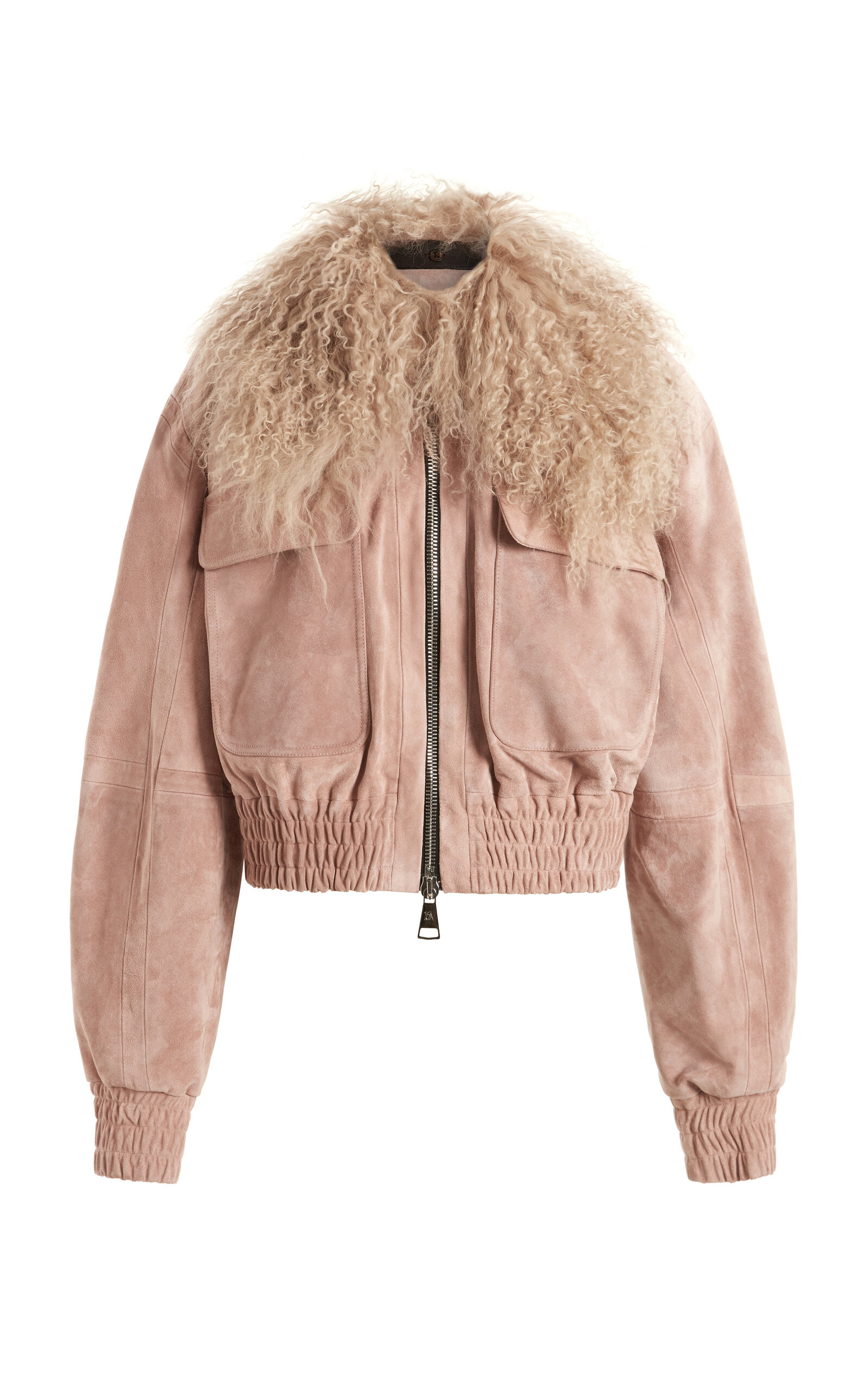 16arlington Cie Fur-trimmed Suede Jacket In Pink