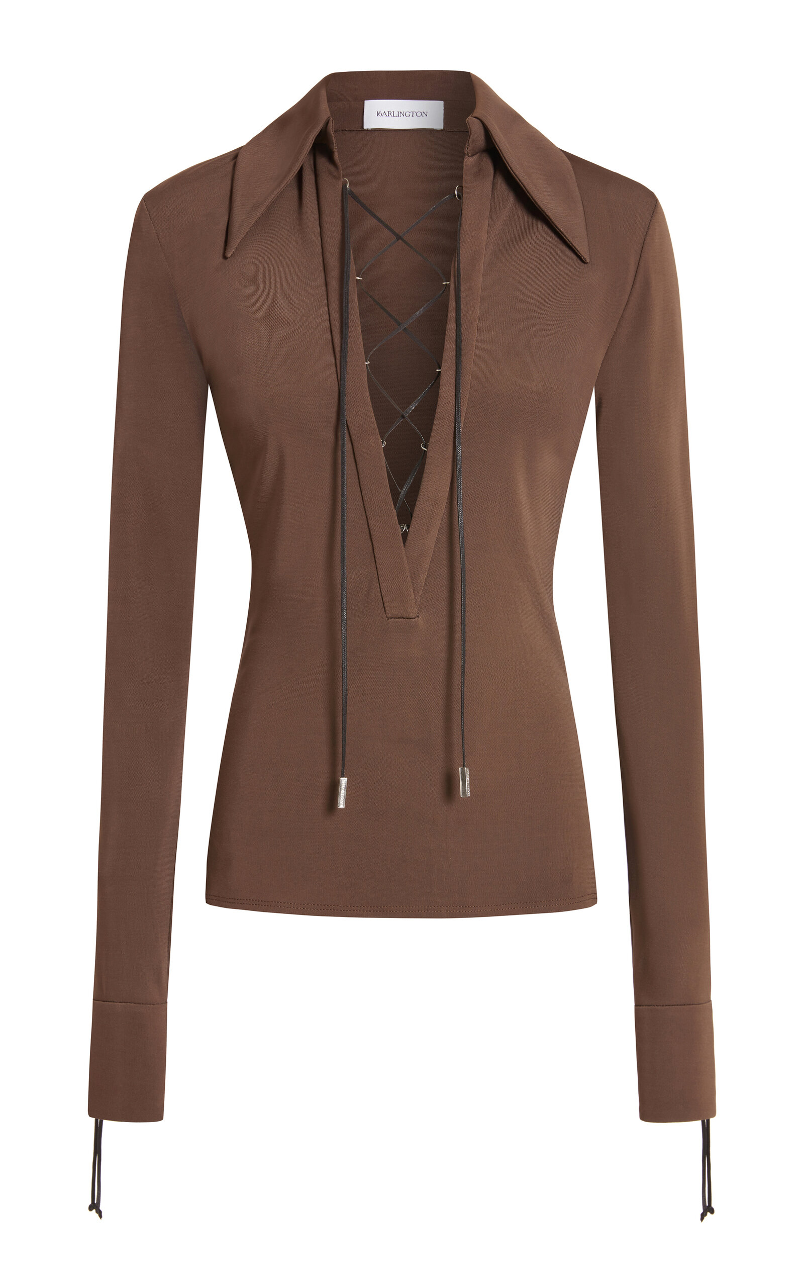 16arlington Pia Lace-up Top In Brown