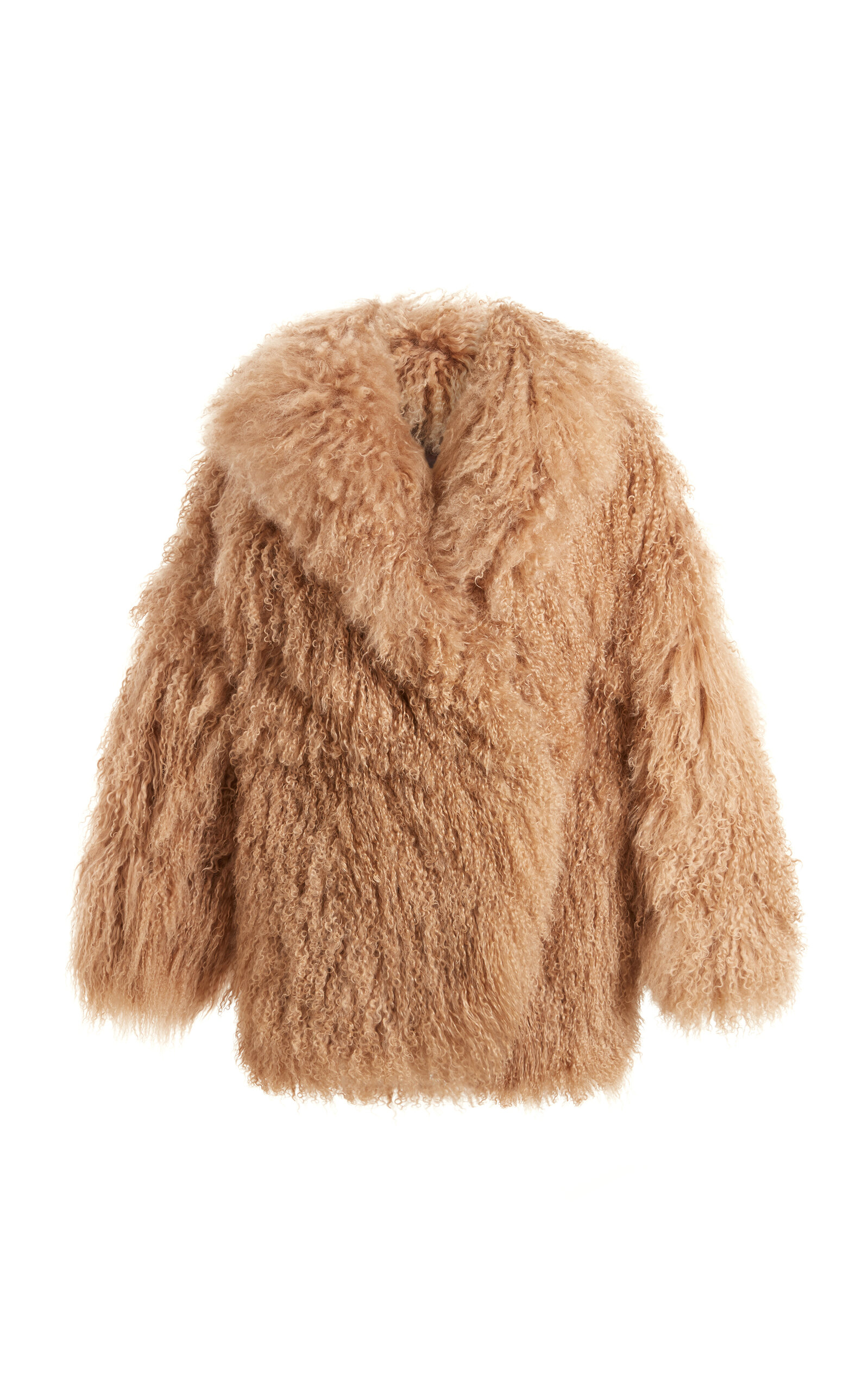 16arlington Maryam Oversized Mongolian Shearling Jacket In Nude