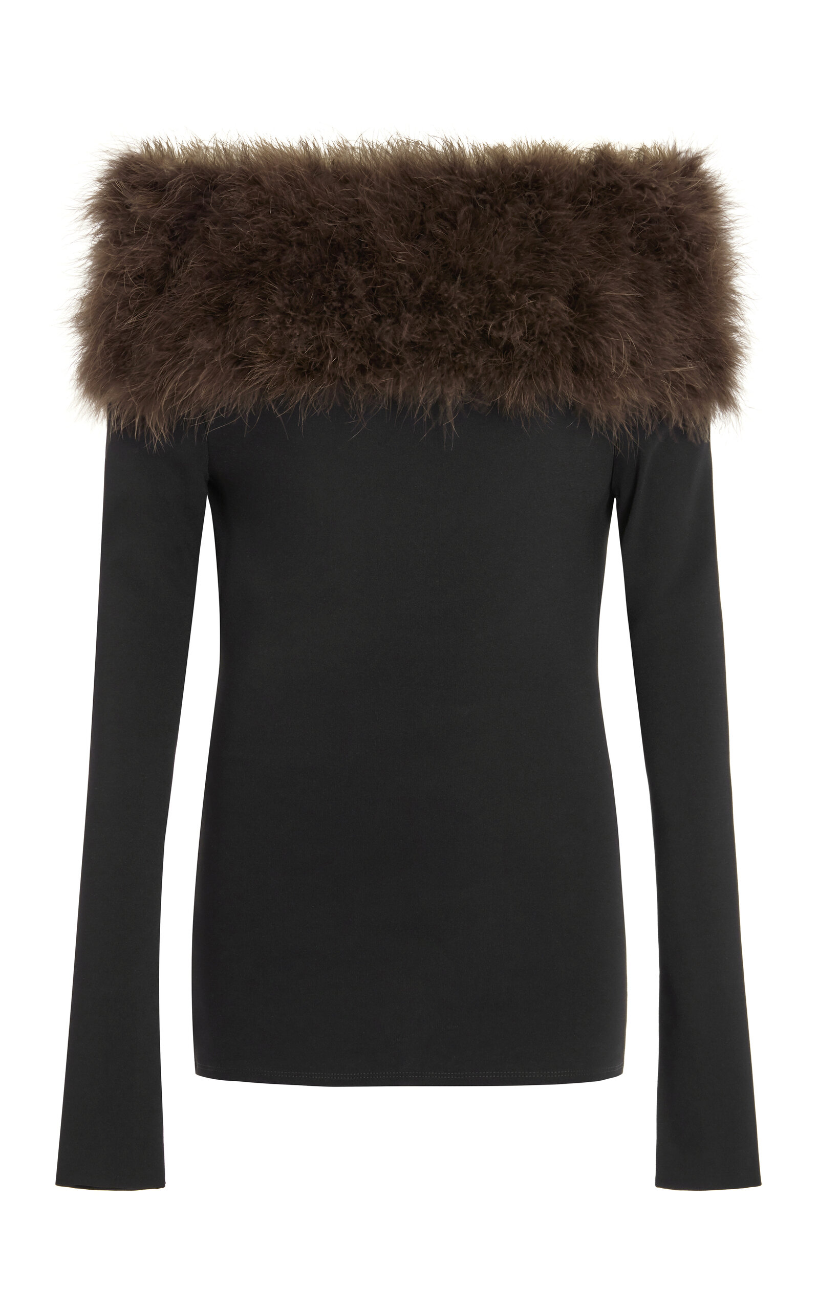 16arlington Canter Feather-trimmed Top In Black