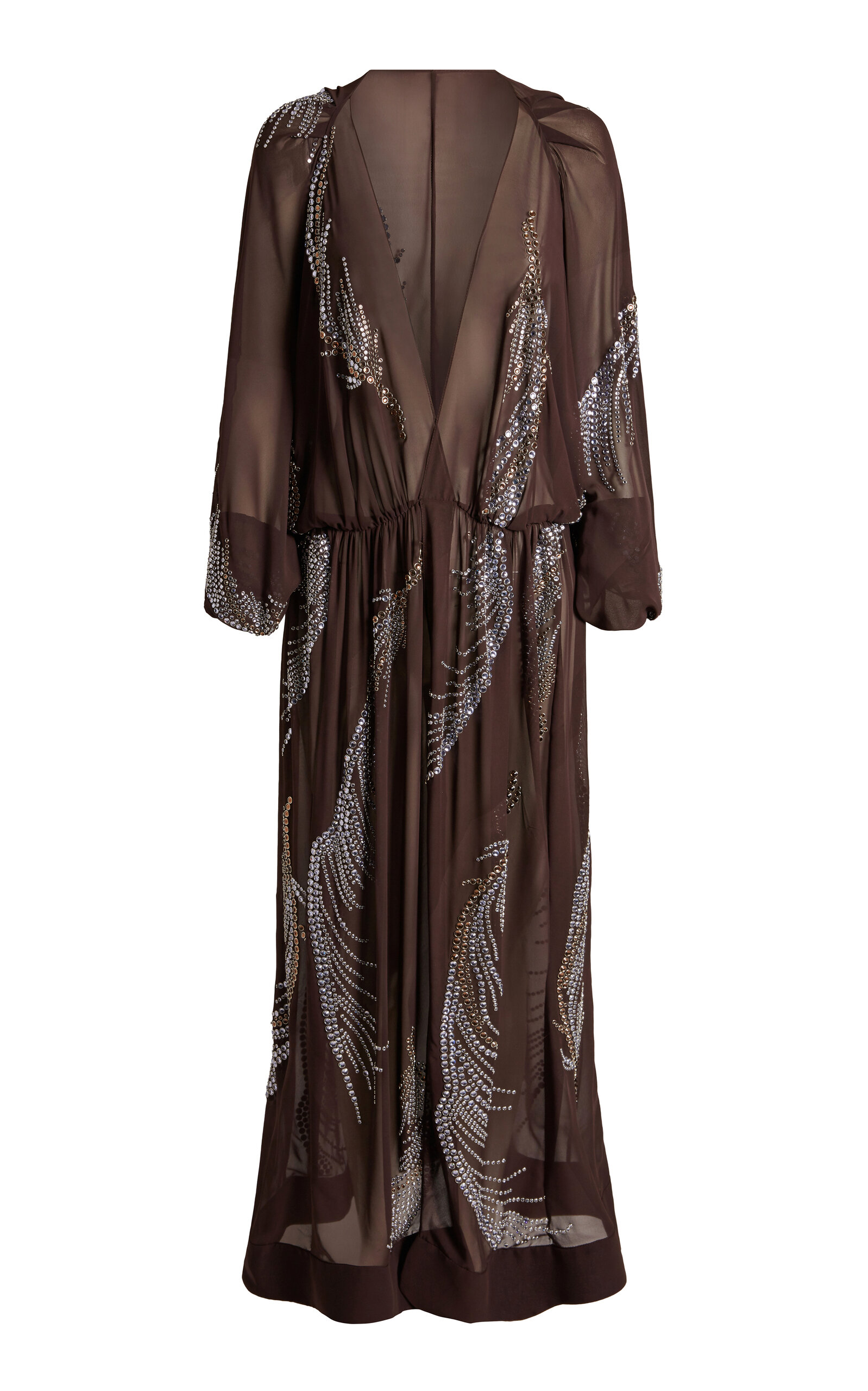 16arlington Silas Embellished Georgette Midi Dress In Brown