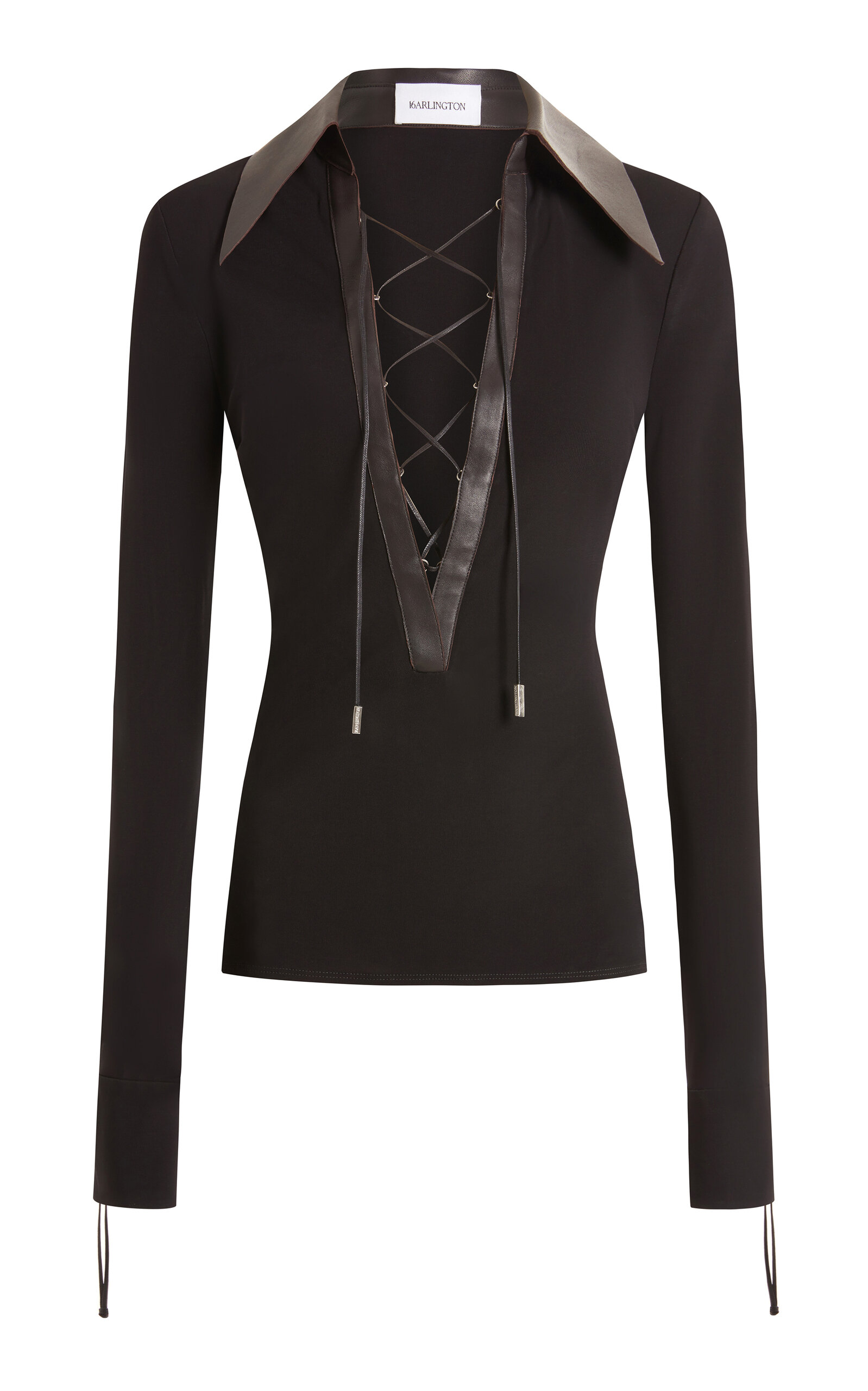 16arlington Pia Lace-up Leather-trimmed Top In Multi