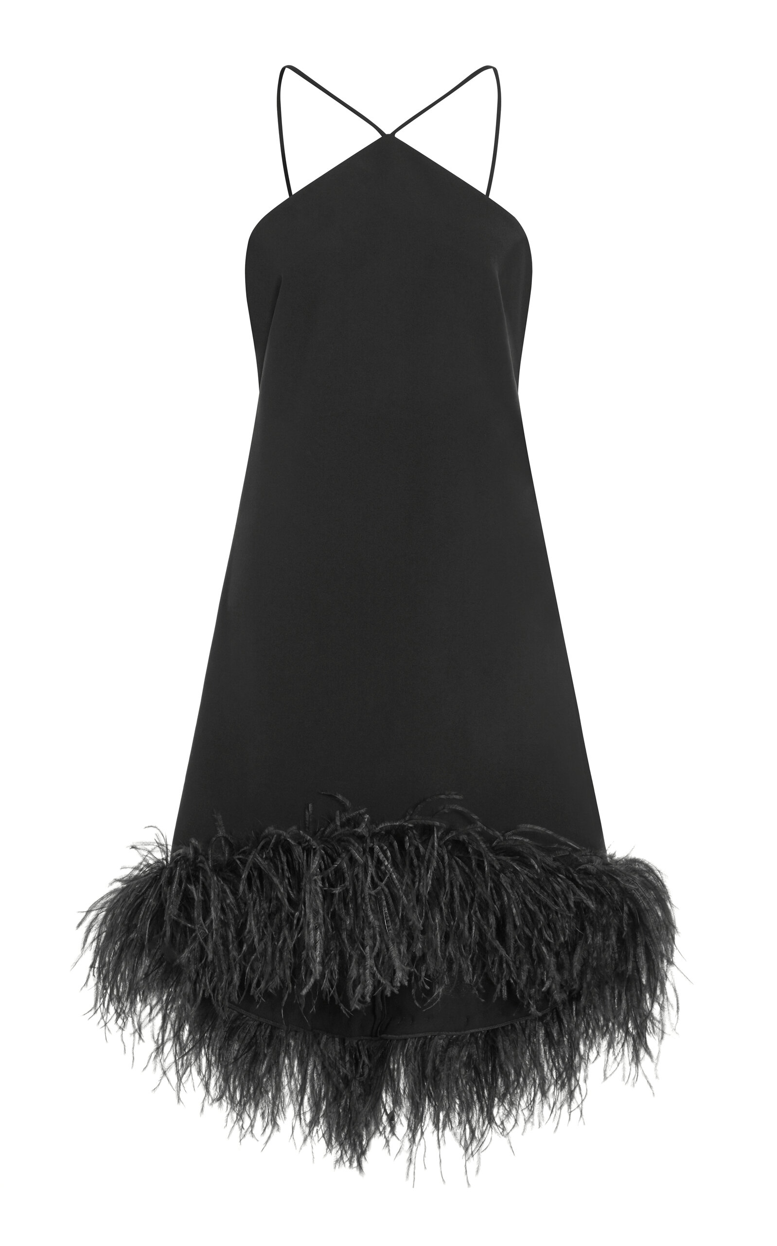 16arlington Addy Feather-trimmed Crepe Mini Dress In Black