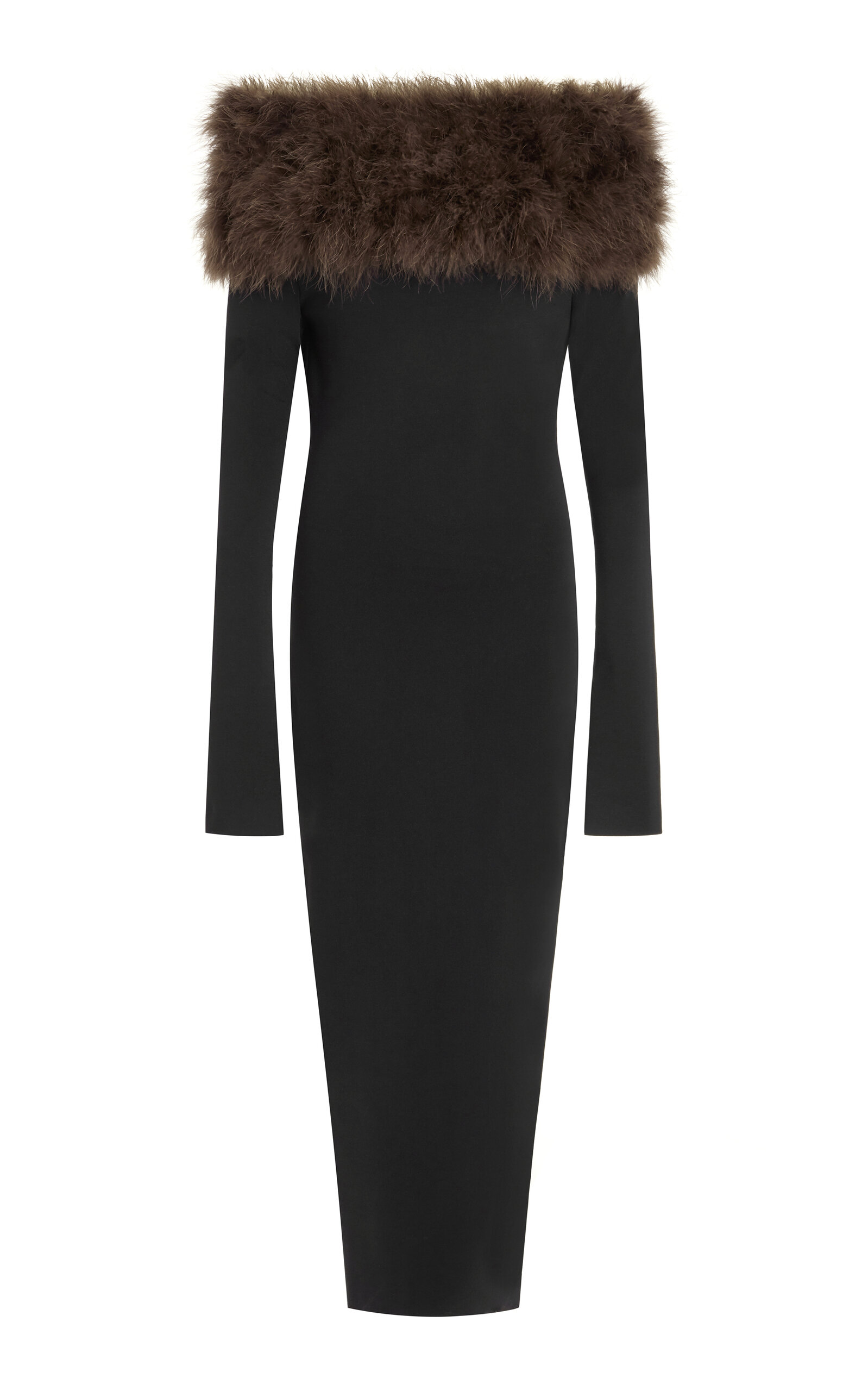 16arlington Canter Feather-trimmed Midi Dress In Black