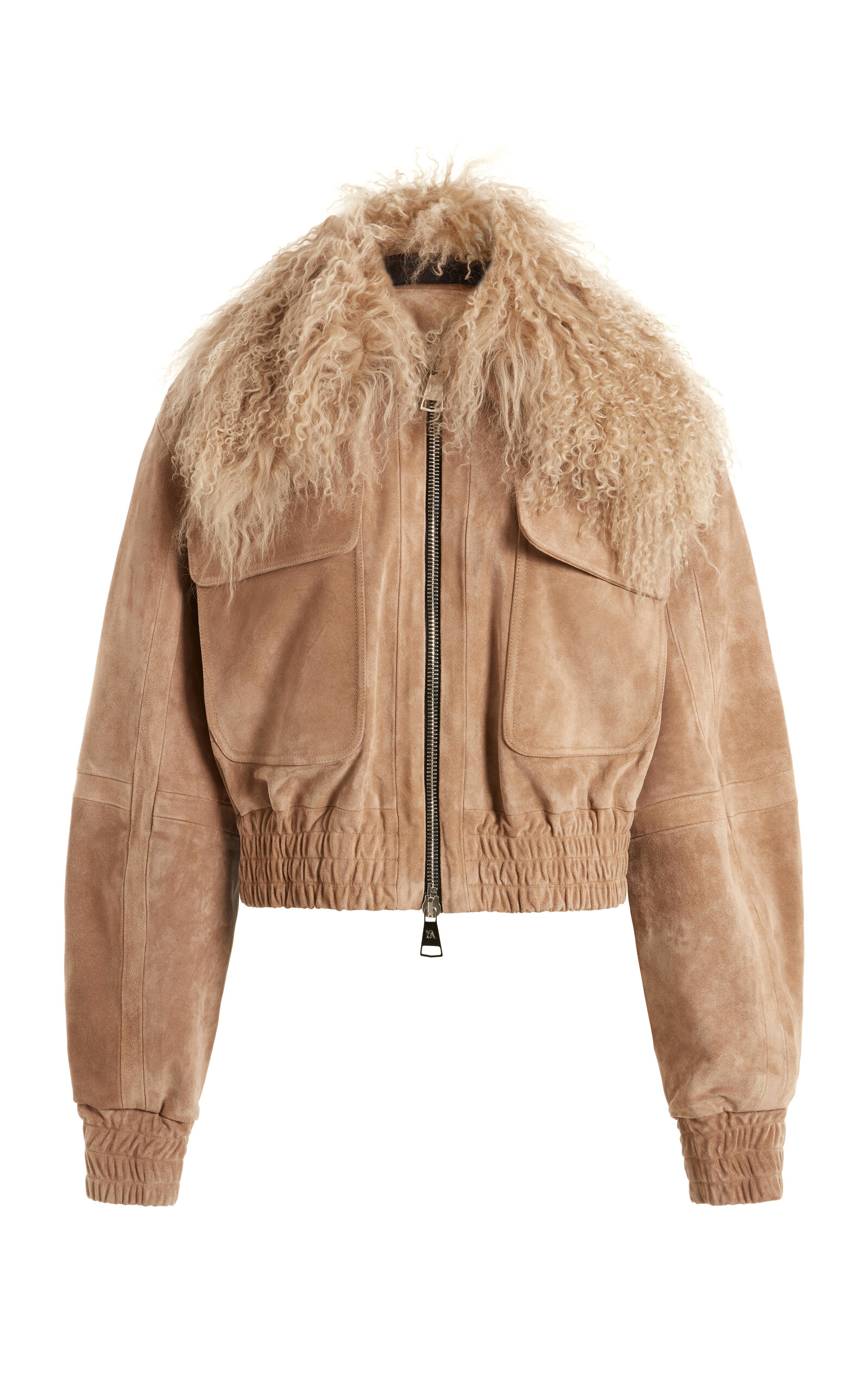 16arlington Cie Fur-trimmed Suede Jacket In Nude