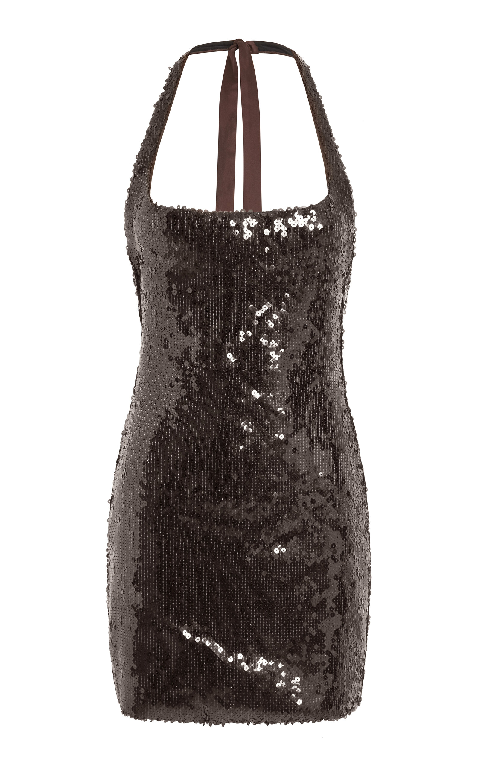 16arlington Syre Sequined Mesh Mini Dress In Brown