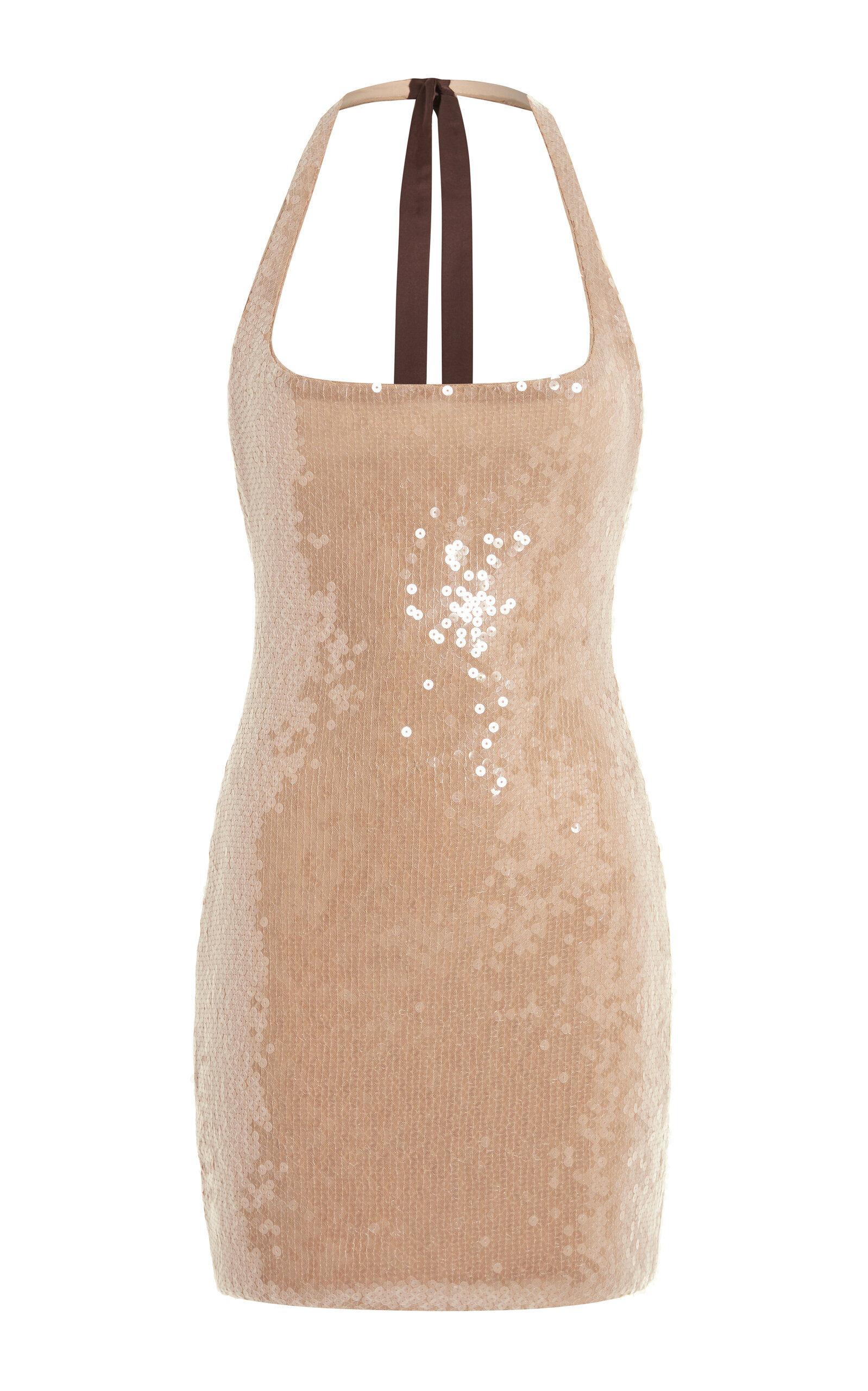 16arlington Syre Sequined Mesh Mini Dress In Nude
