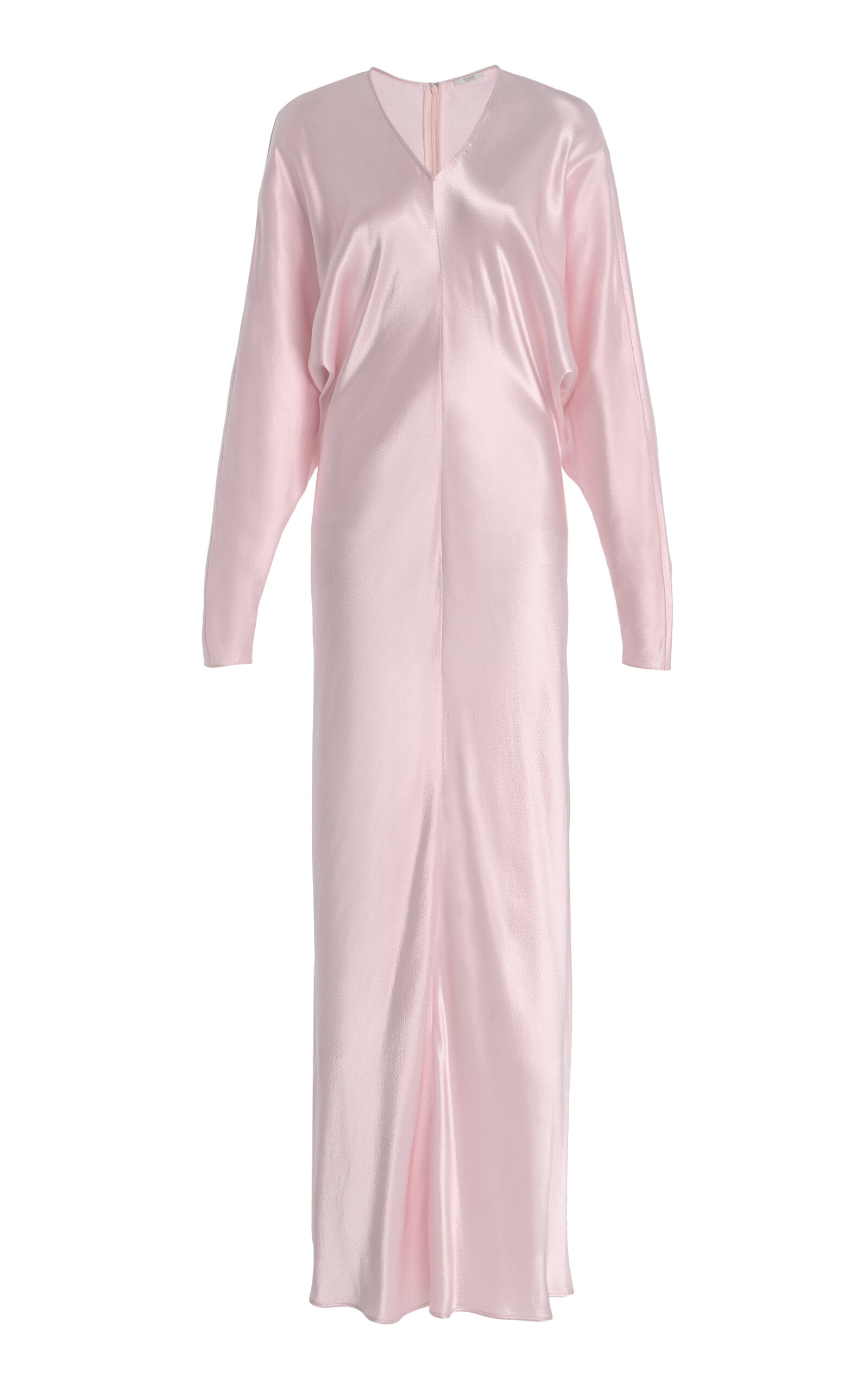 Fforme Naomie Draped Hammered-satin Maxi Dress In Pink