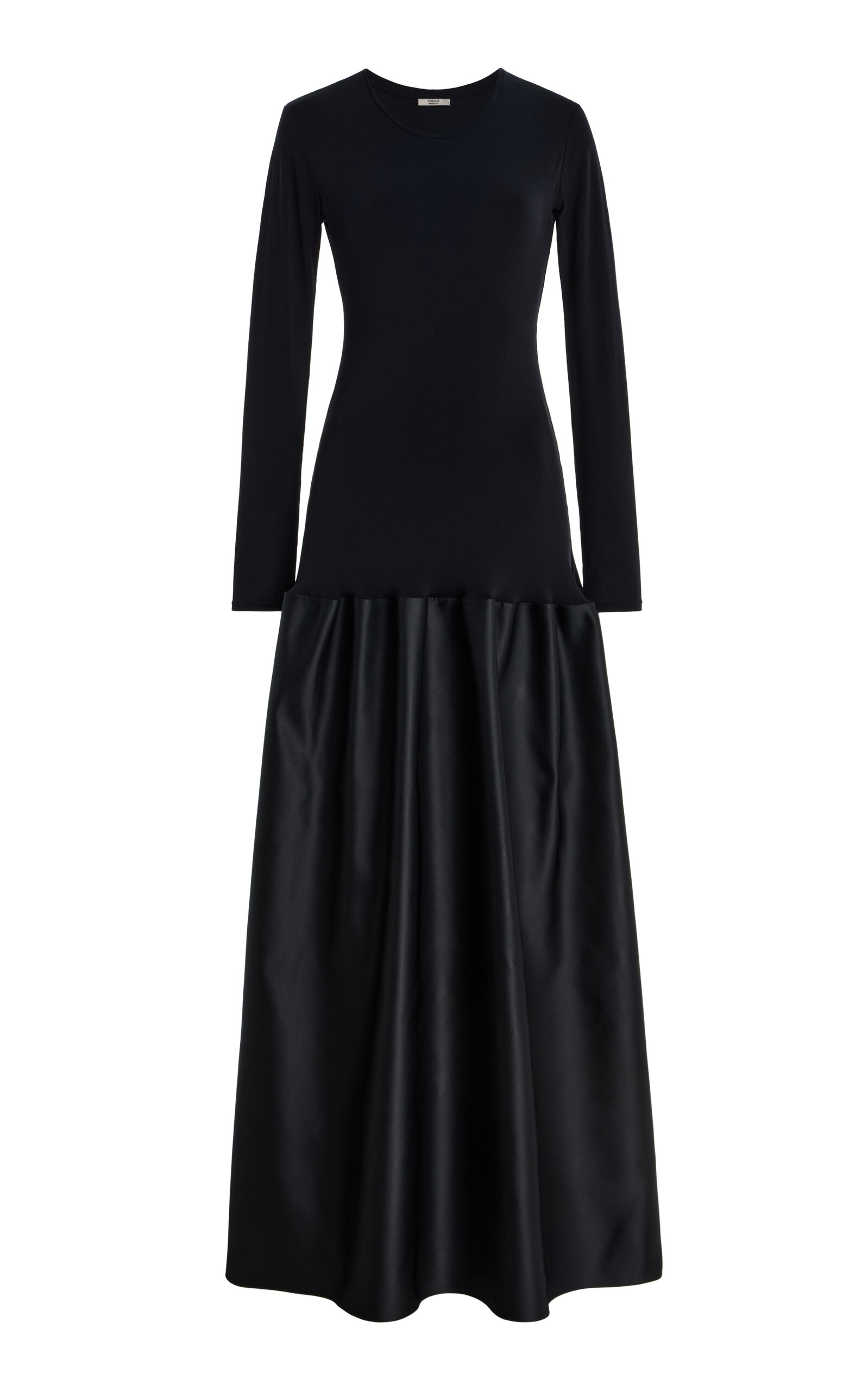 Fforme Catrin Flared Satin Dress In Black