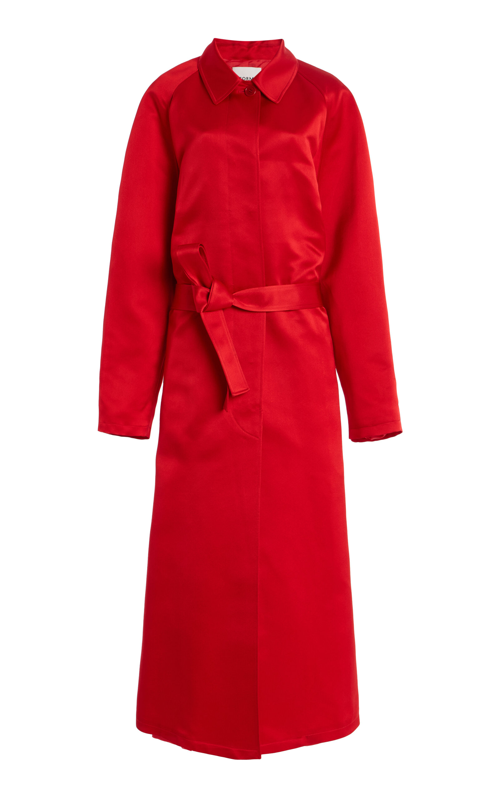 Fforme Koharu Satin Car Coat In Red
