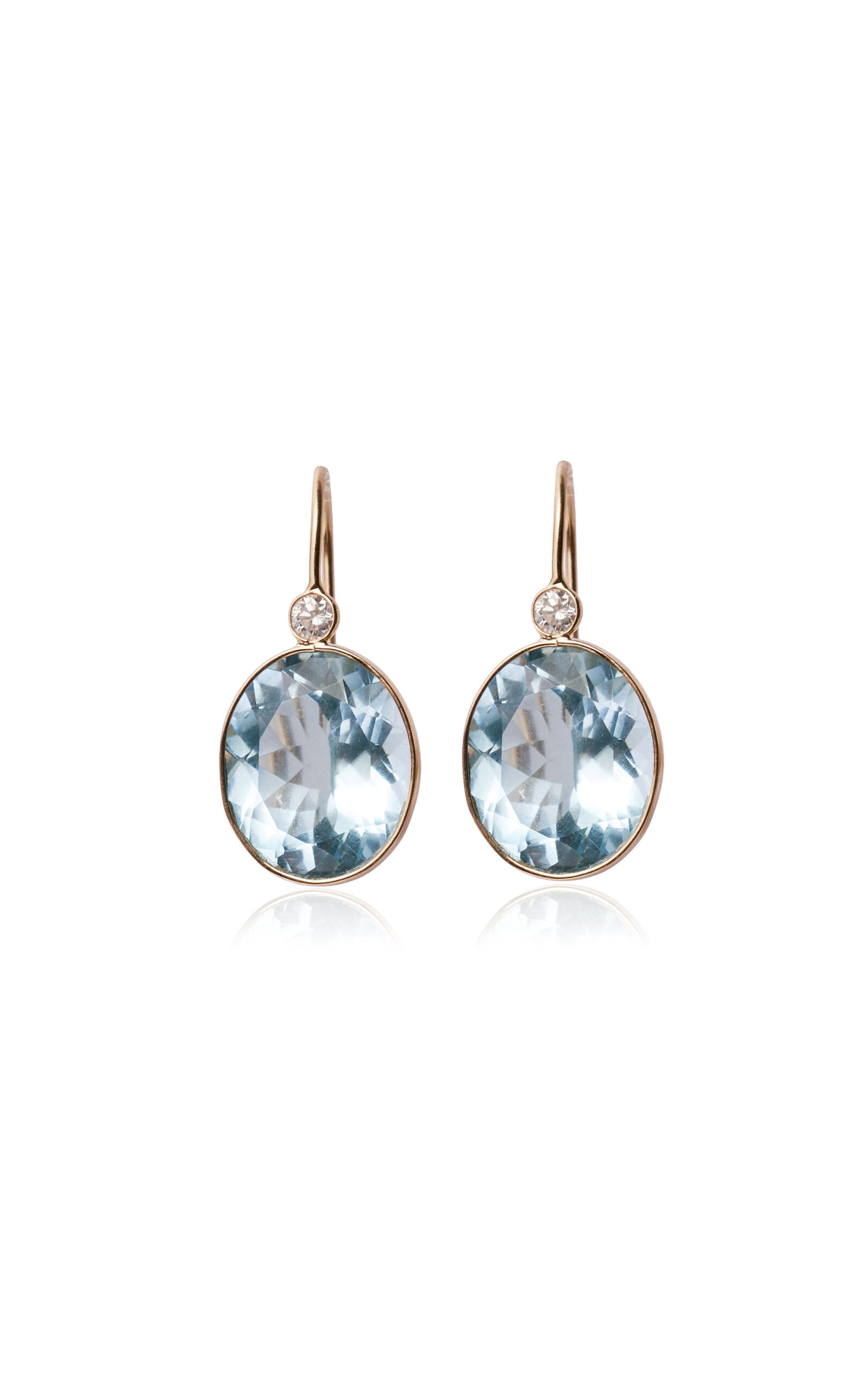 14k Gold Pool Earrings In Blue Topaz & Diamond