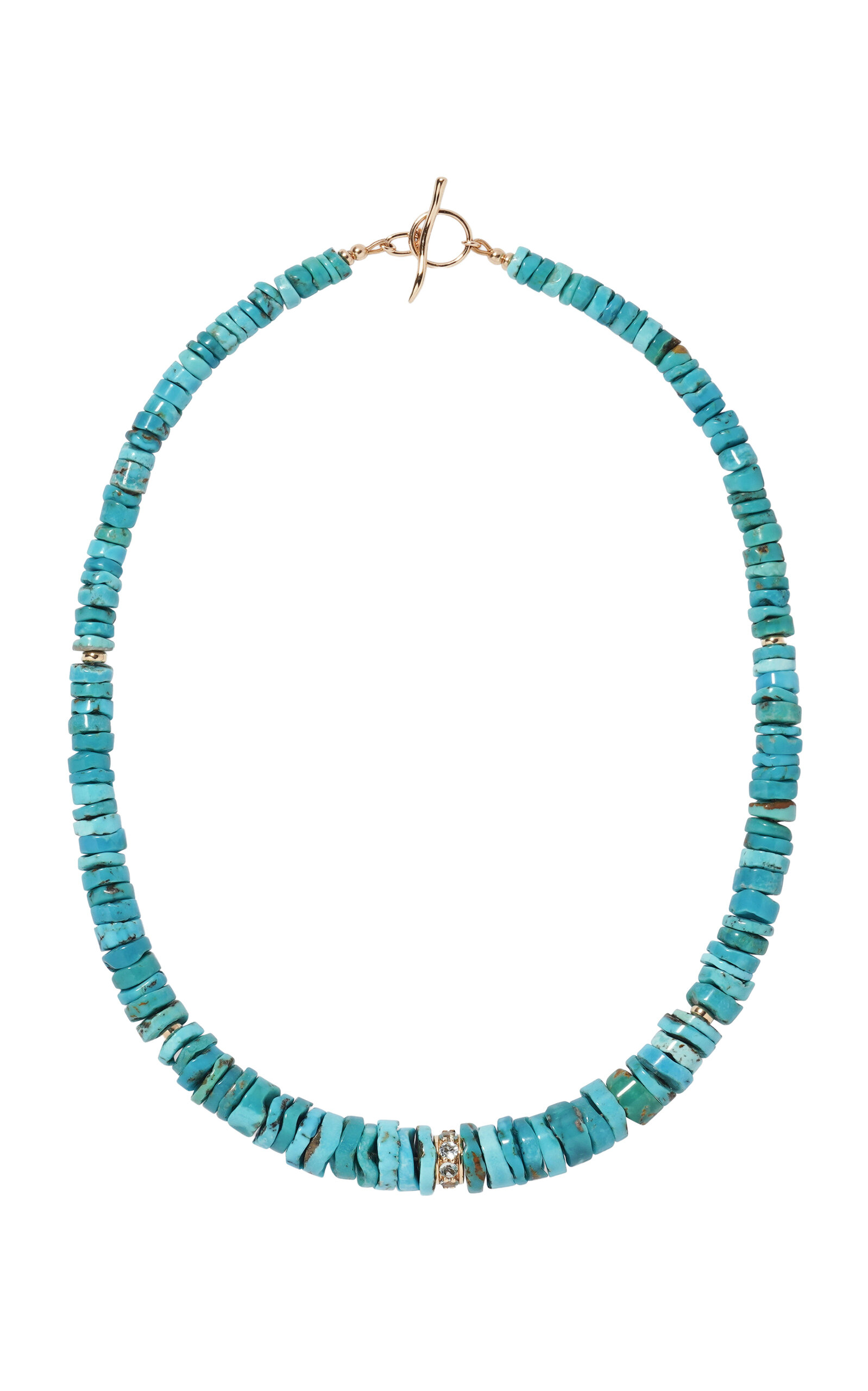 Turquoise; Sky Blue Topaz & 14K Gold Necklace