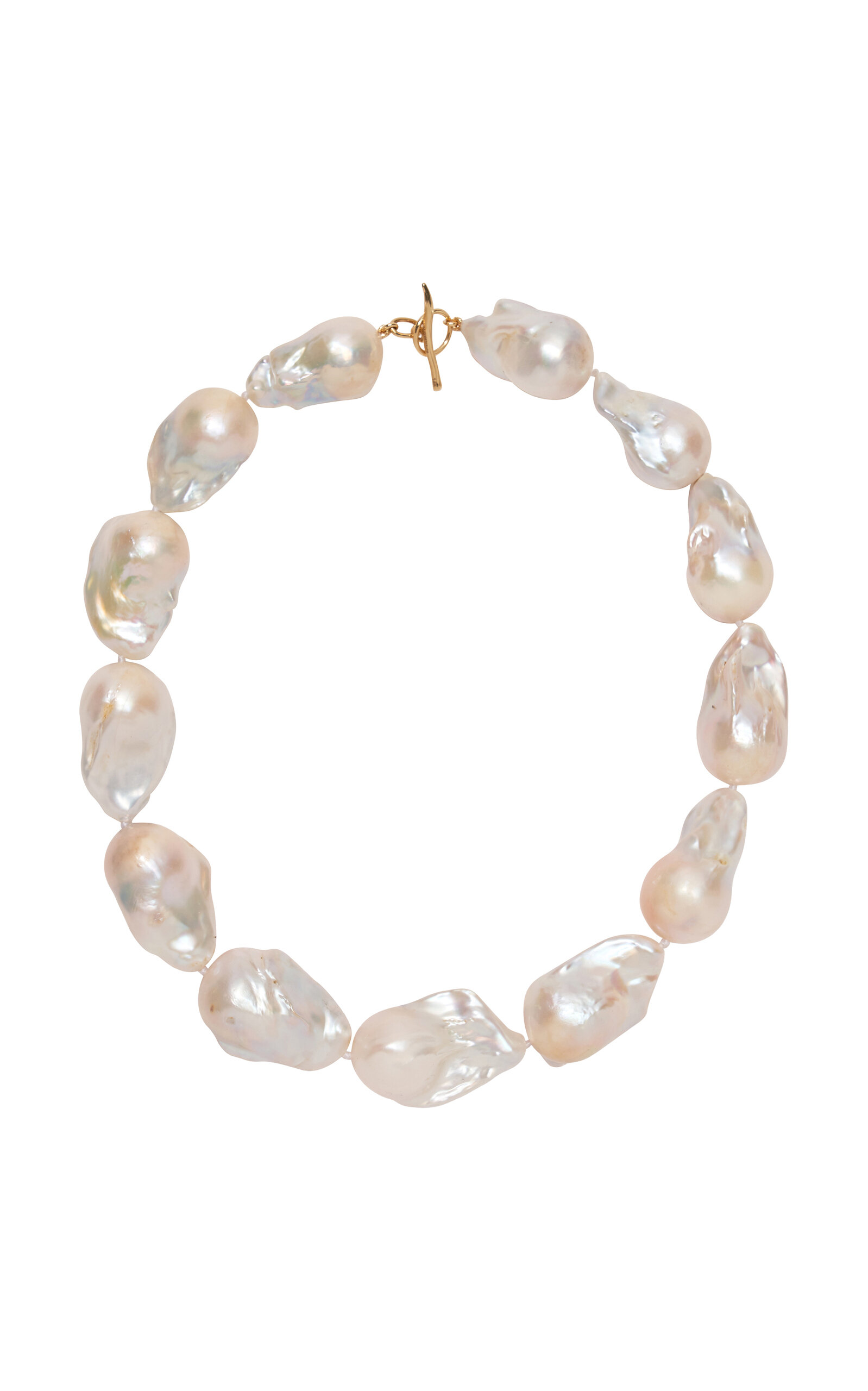 Extra Large White Baroque Pearl & 14k Gold Necklace