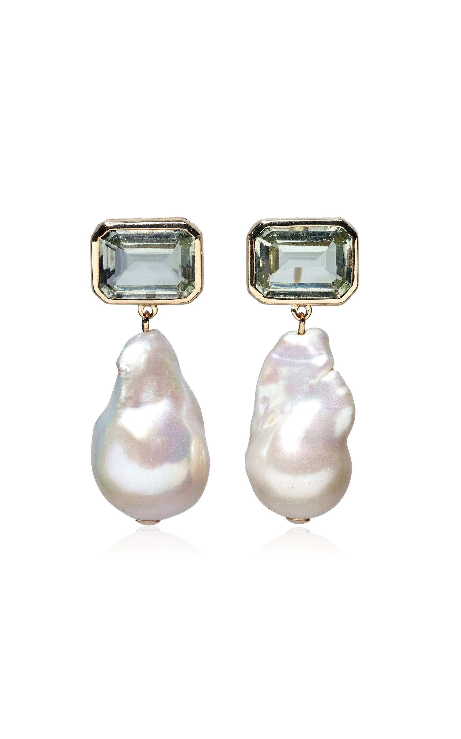 14k Gold Juno Earrings in Green Amethyst