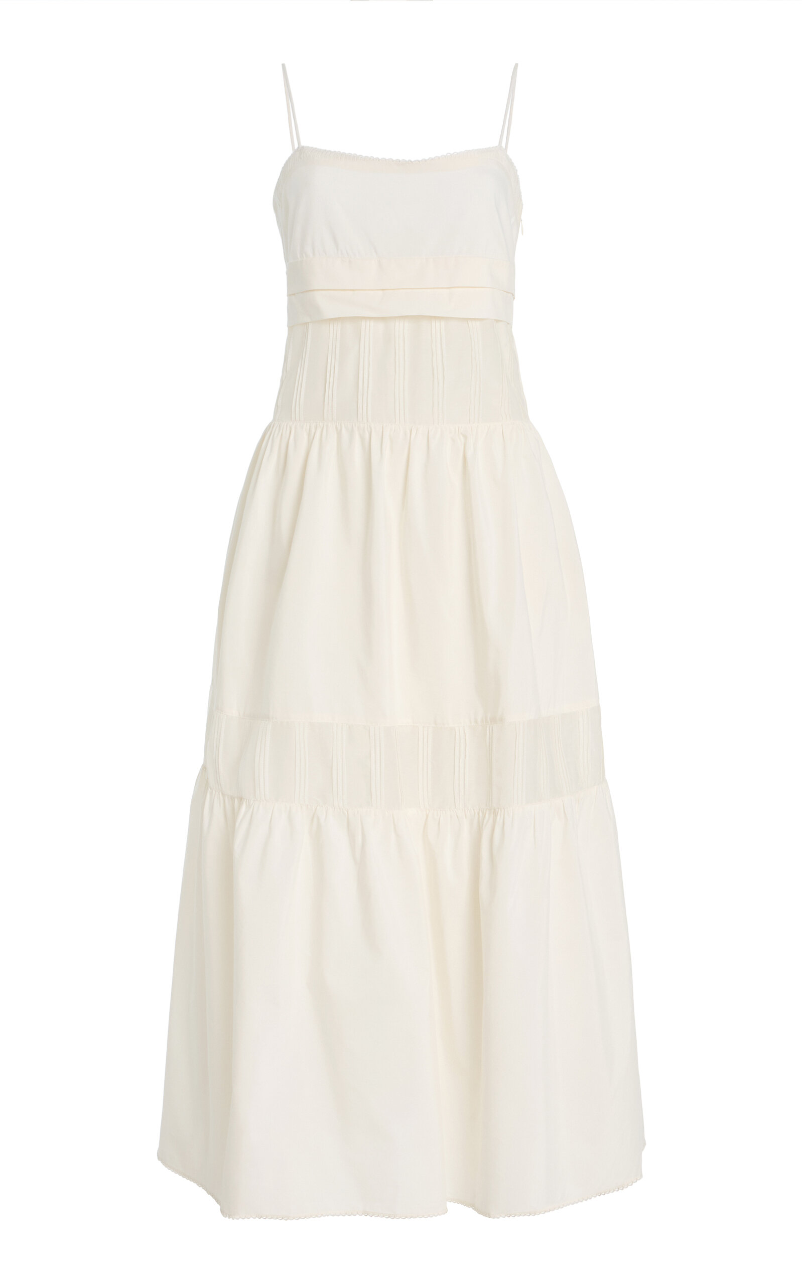Posse Exclusive Pearl Cotton-silk Midi Dress In White