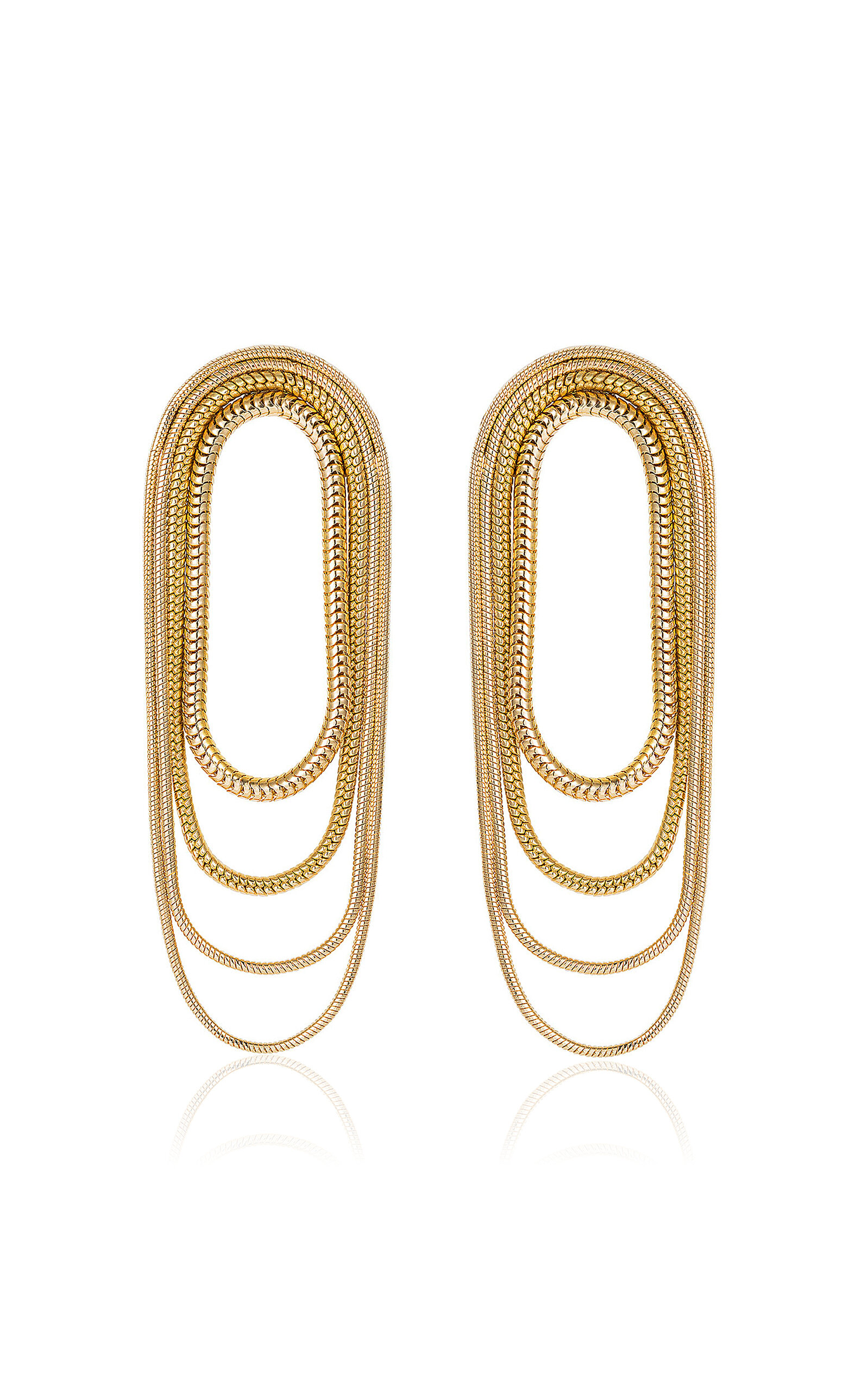 18k Yellow Gold Multi Chain Earrings