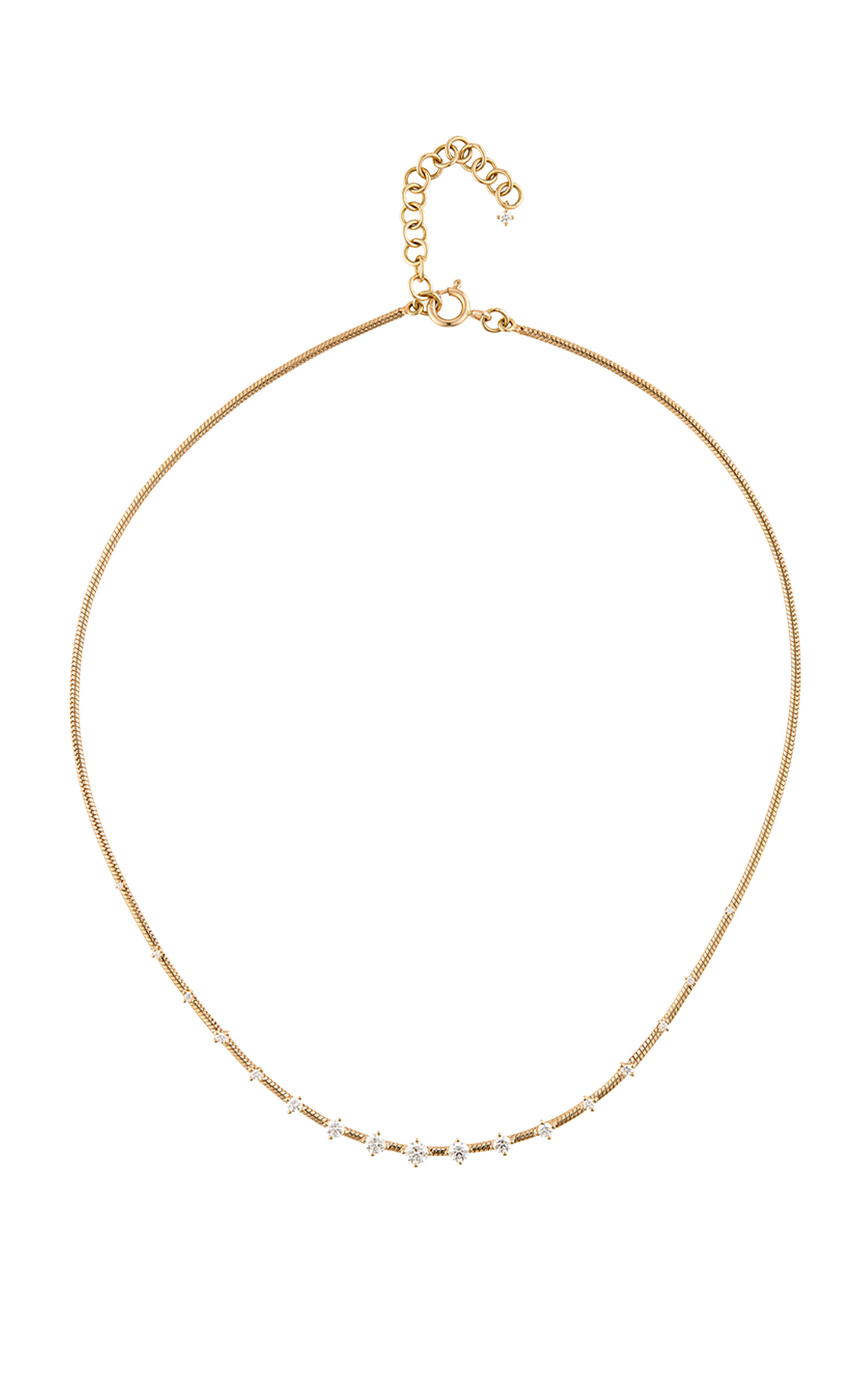 18k Yellow Gold Diamonds On Chain Necklace