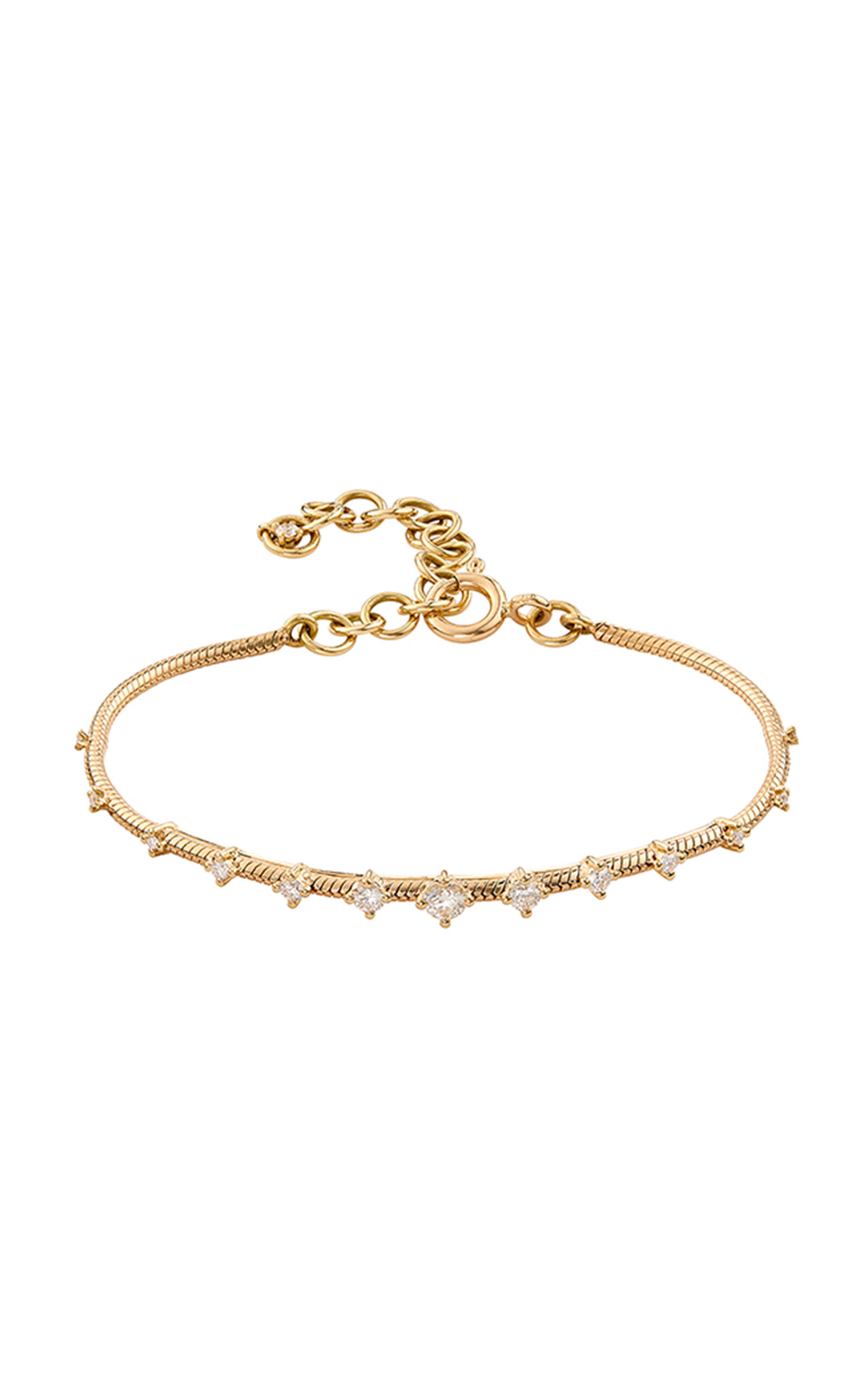 18k Yellow Gold Diamonds On Chain Bracelet