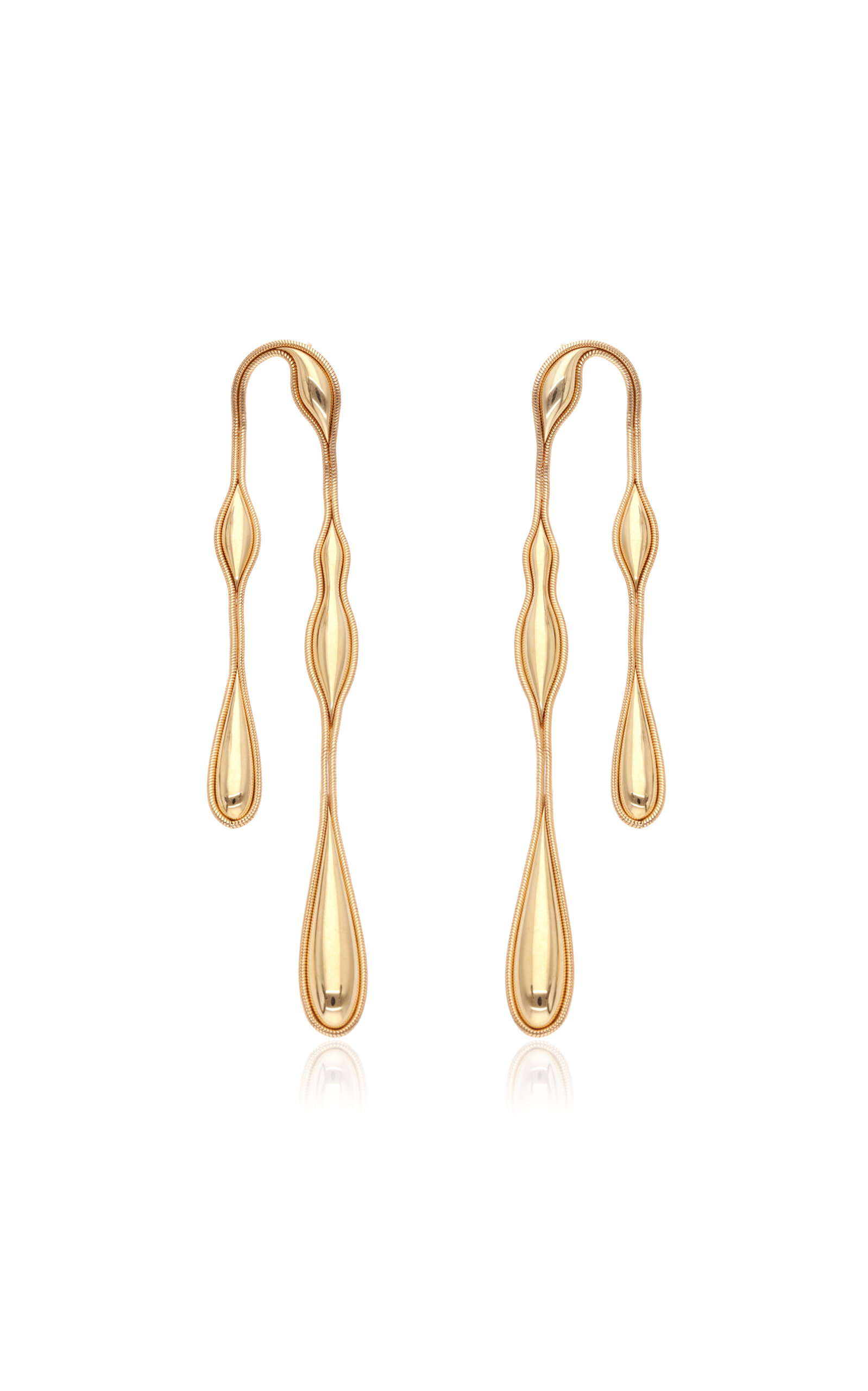 18k Yellow Gold Fluid Gold Doubled Earrings