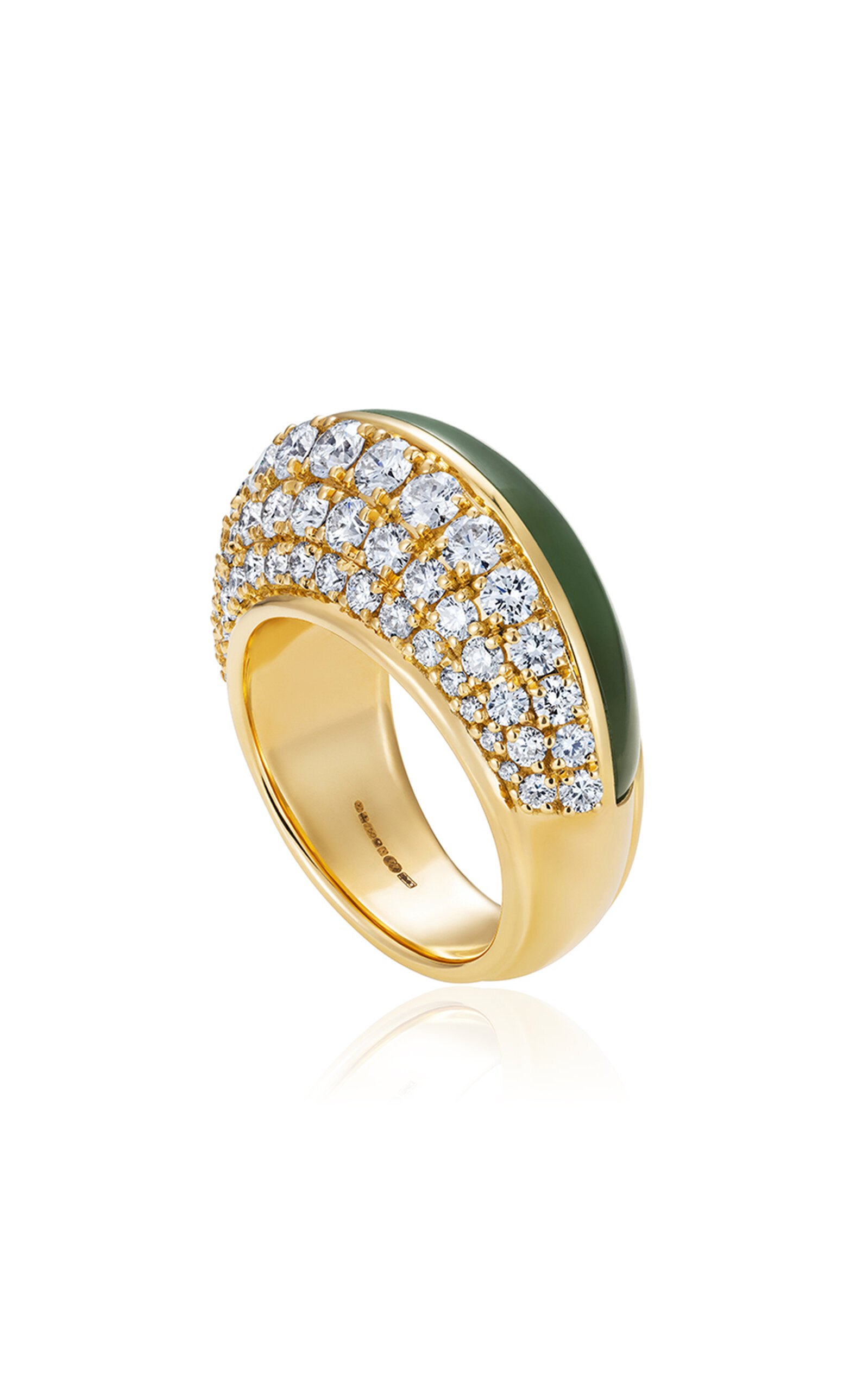 18k Yellow Gold Fluid Diamonds And Stone Ring