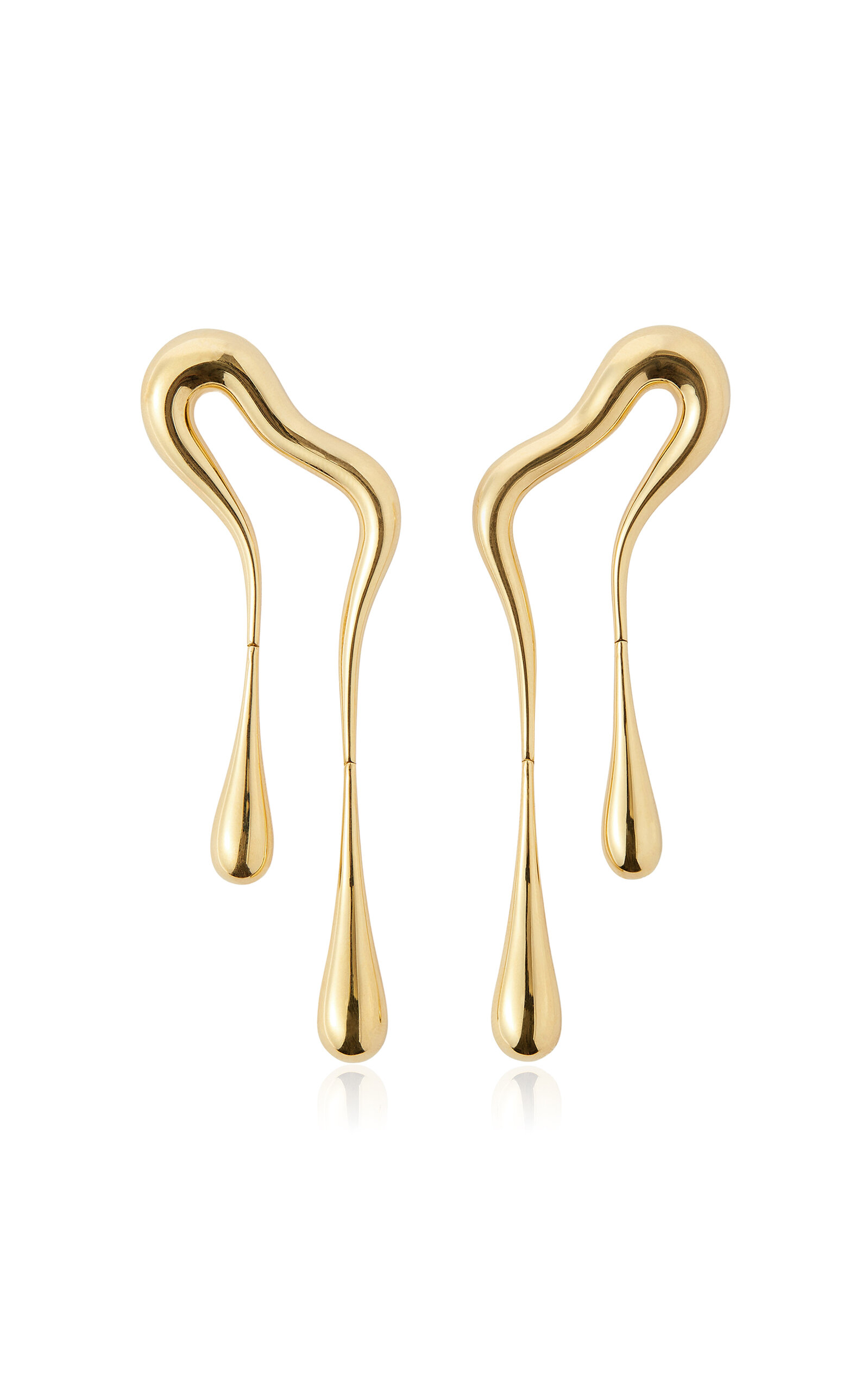18k Yellow Gold Bold Stream Doubled Earrings