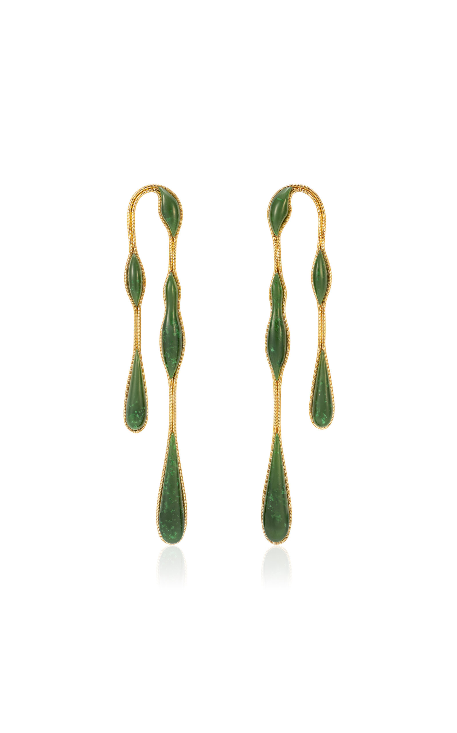 18k Yellow Gold Fluid Stones Doubled Earrings