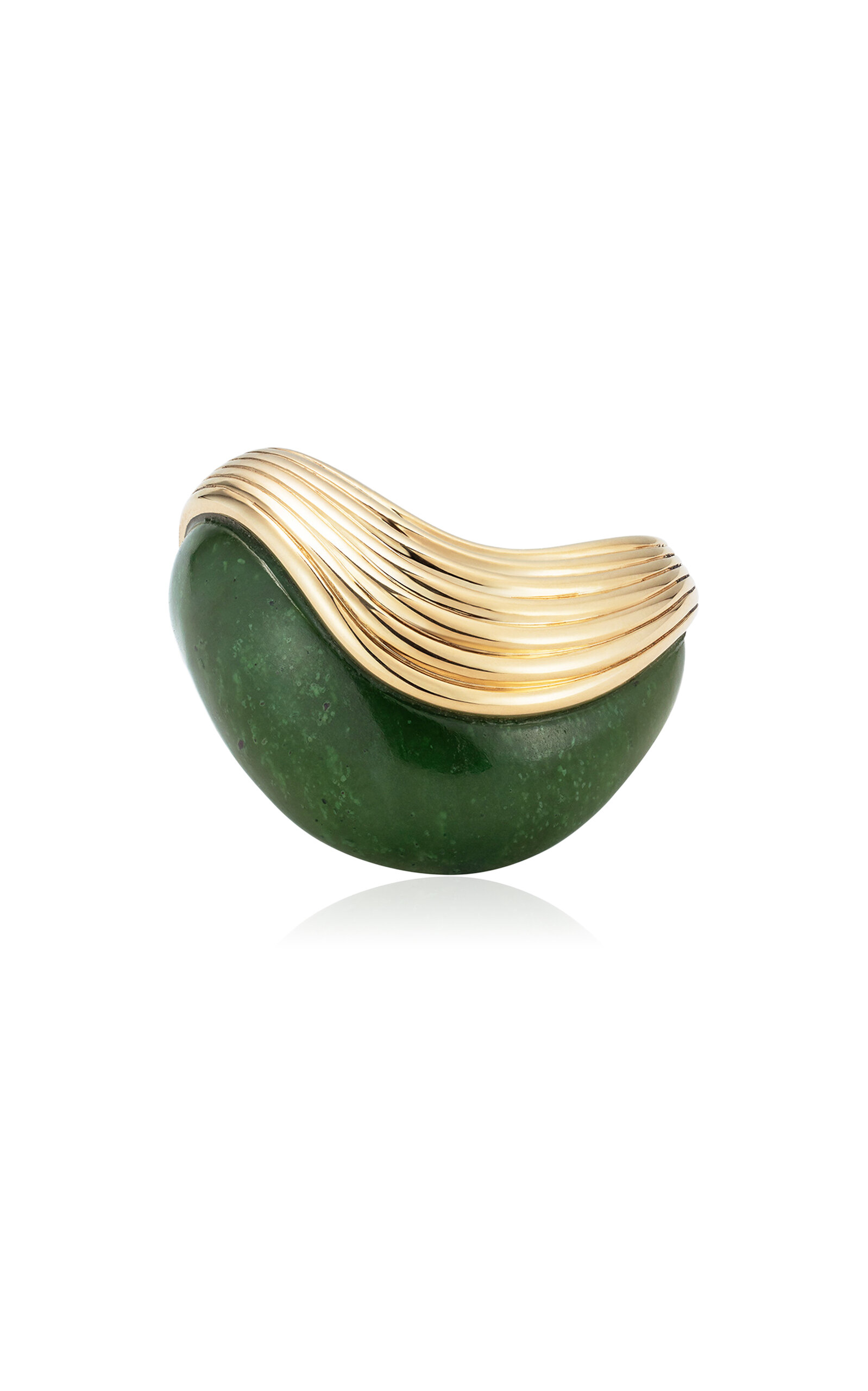 18k Yellow Gold Stream Wave Stone Ring