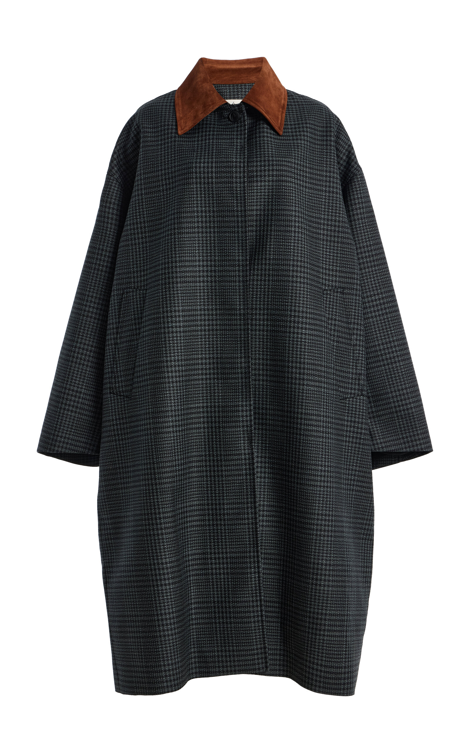 Róhe Suede-Collar Checked Wool Coat