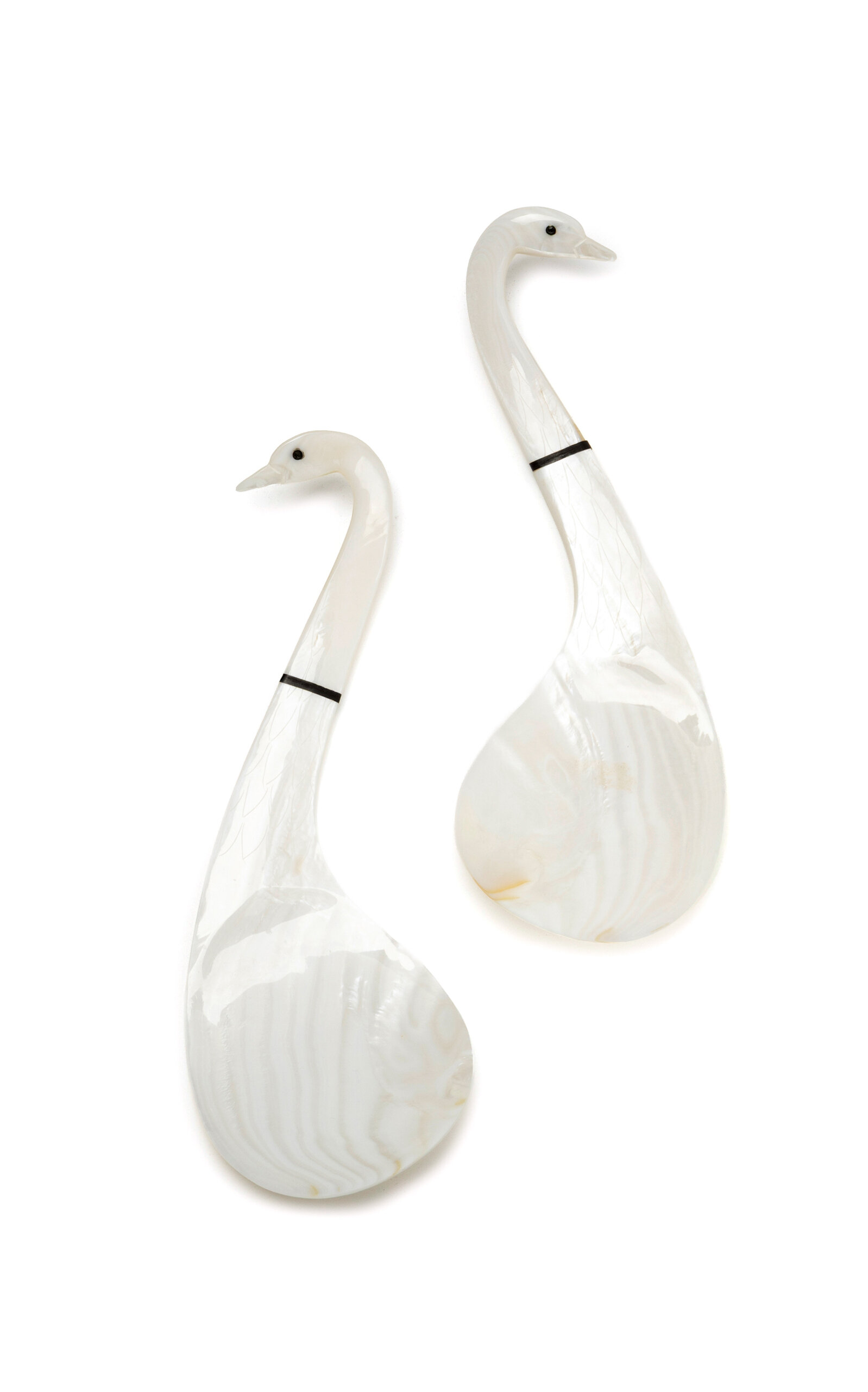 Gohar World Set-of-two Swan Mother-of-pearl Serving Spoons In White