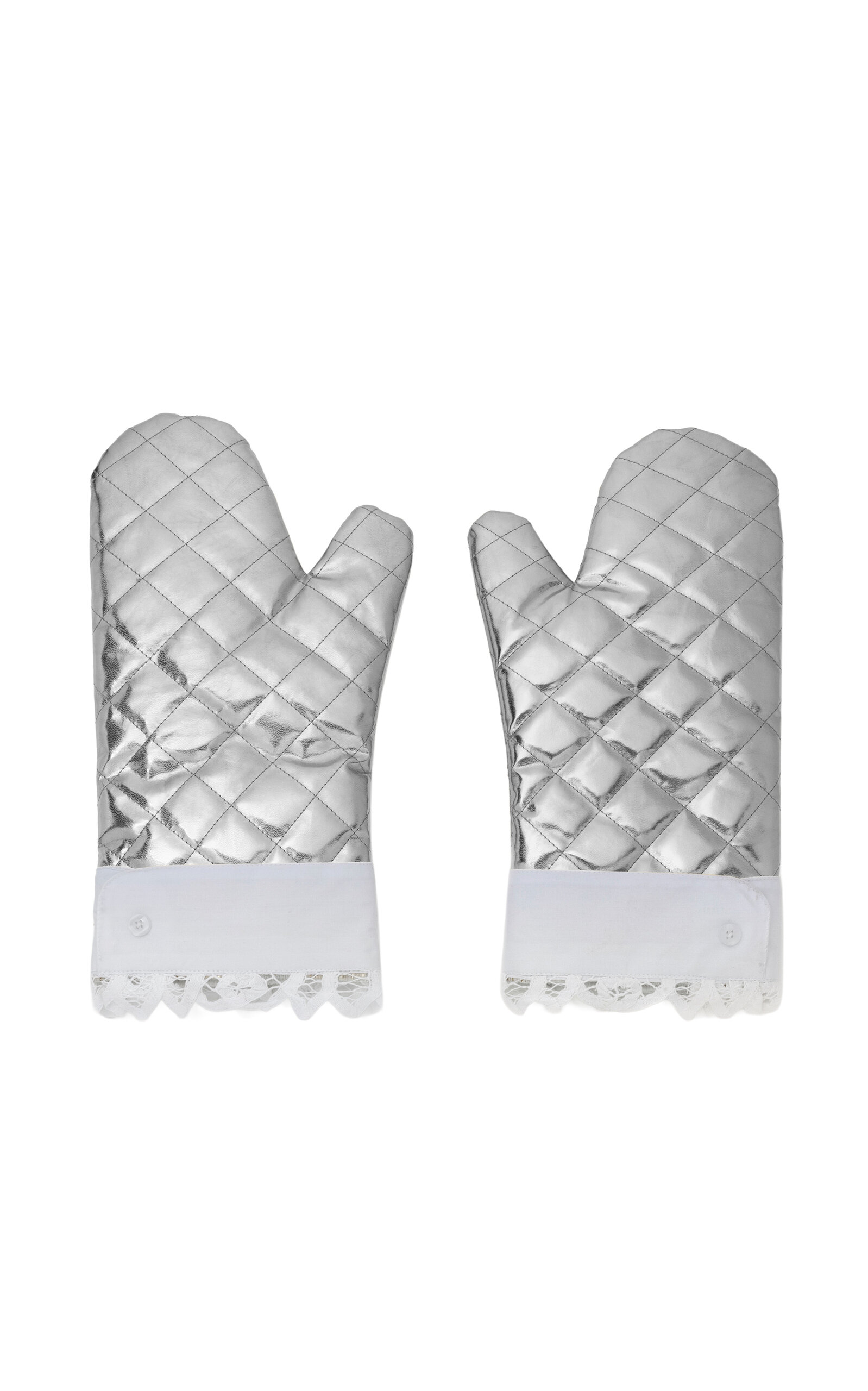 Gohar World Metallic Oven Gloves In Silver