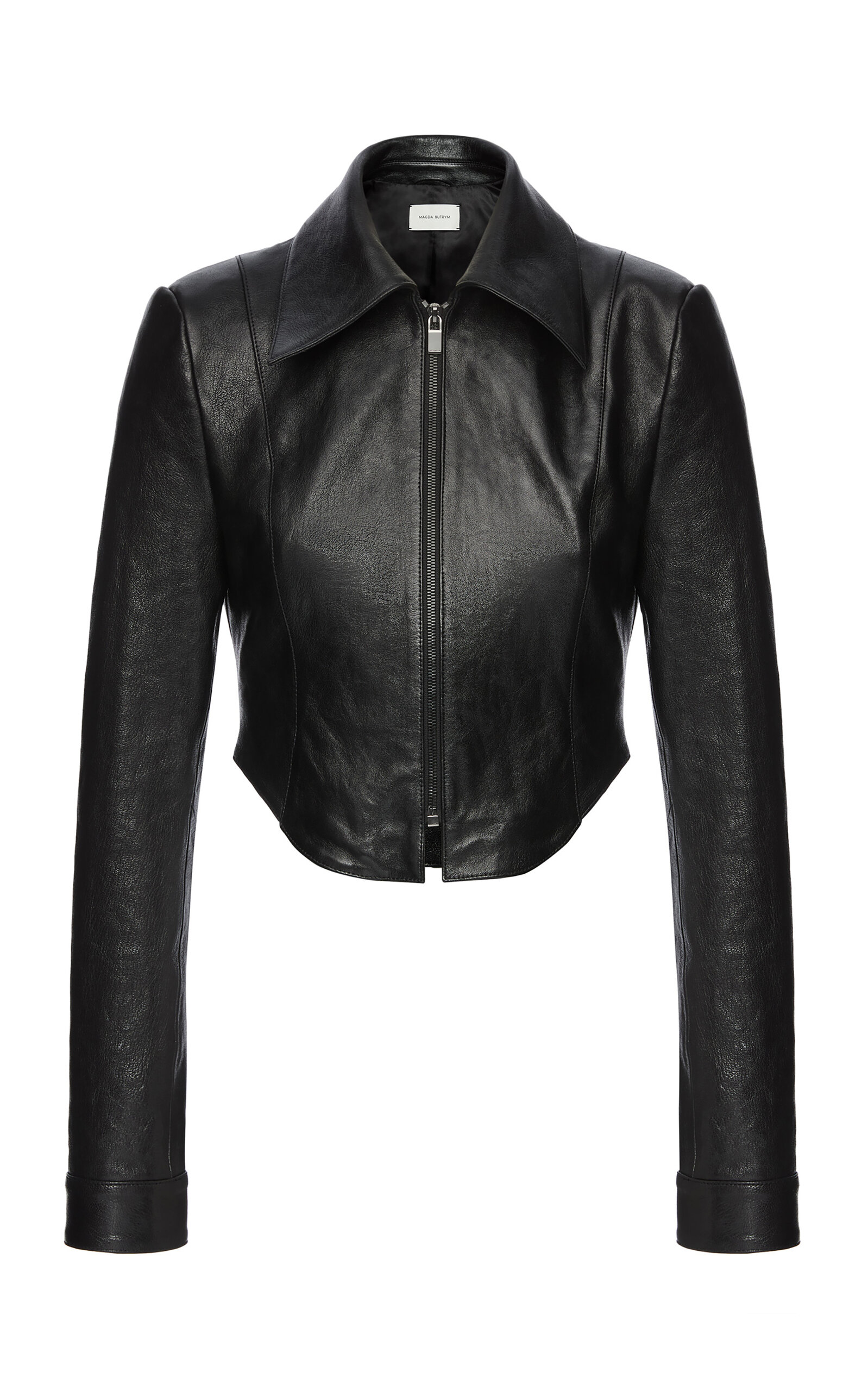 Magda Butrym Cropped Leather Jacket In Black