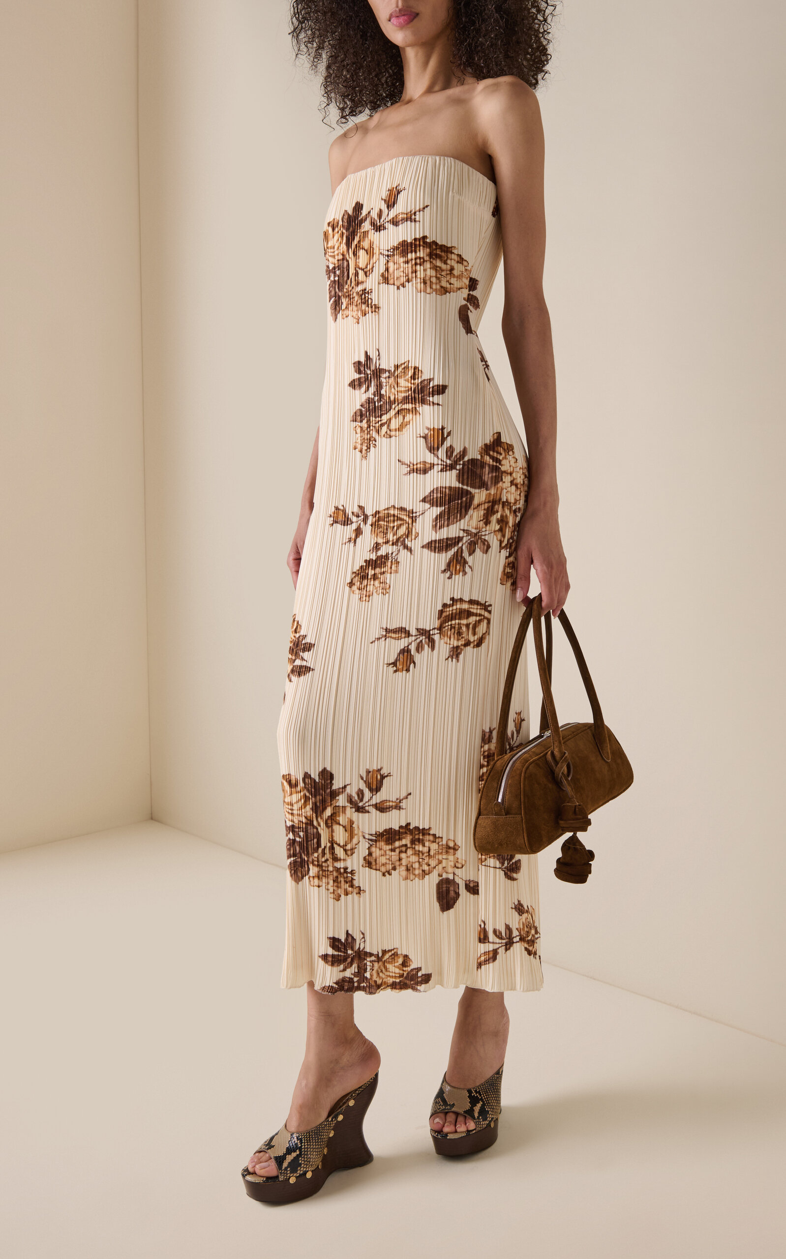 Magda Butrym Crepe Floral Midi Dress In Animal Print