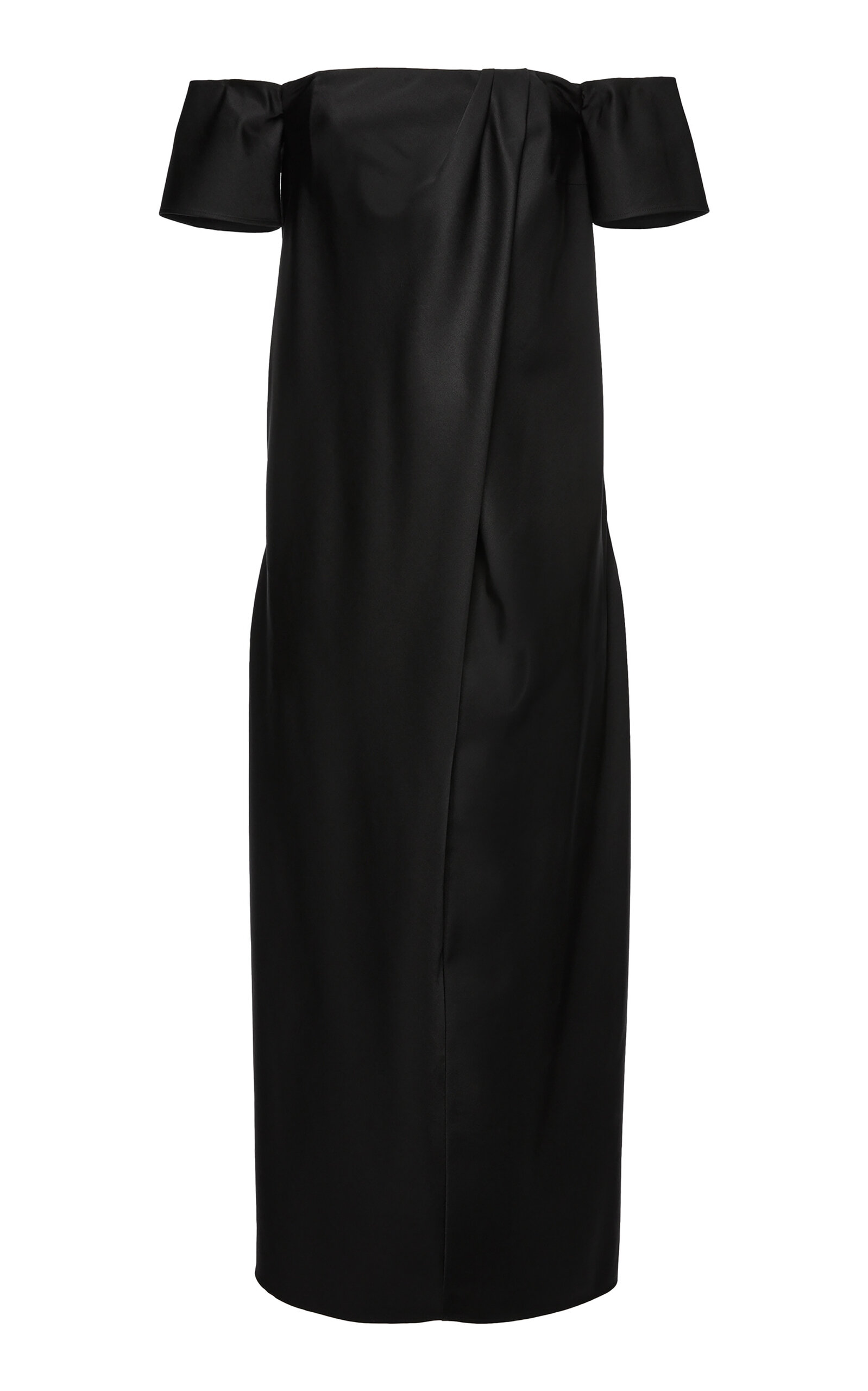 Magda Butrym Gathered Wool-silk Midi Dress In Black