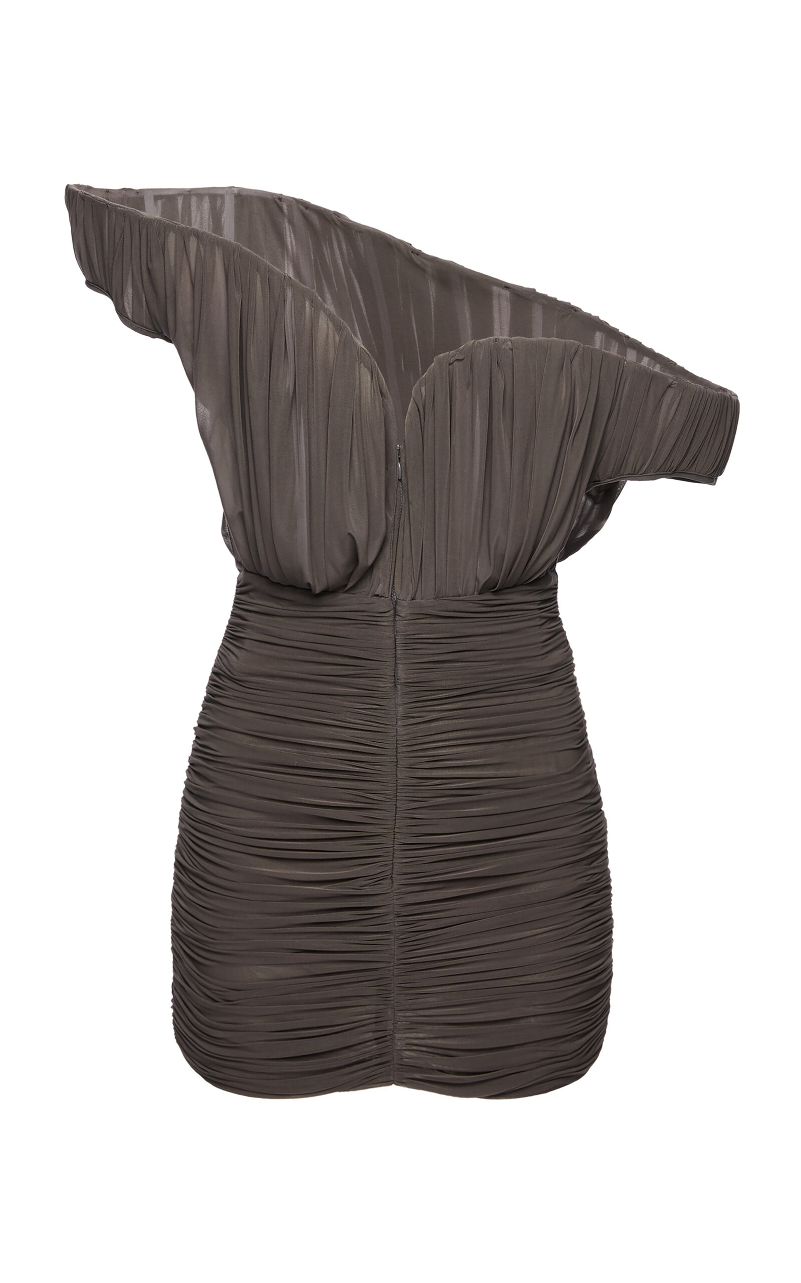 Magda Butrym Ruched Jersey Mini Dress In Brown