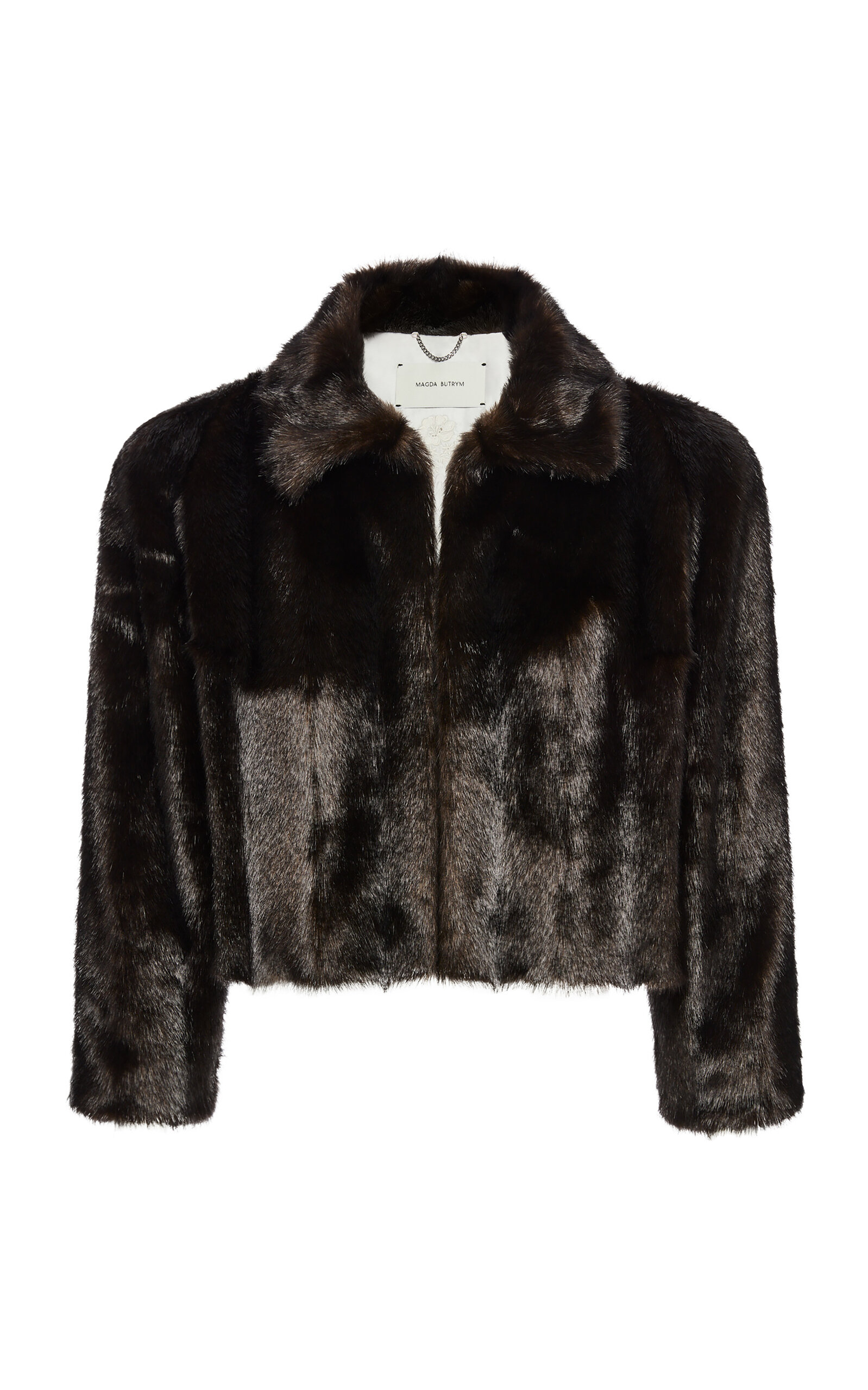Magda Butrym Cropped Leather Jacket In Brown