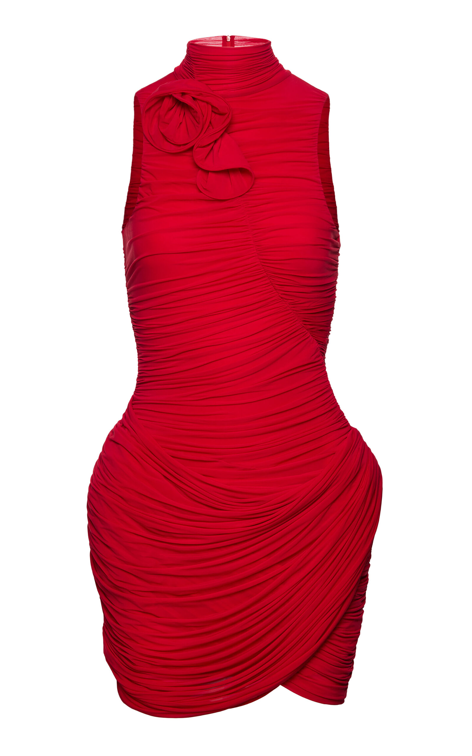 Magda Butrym Cupro Jersey Ruched Mini Dress In Red