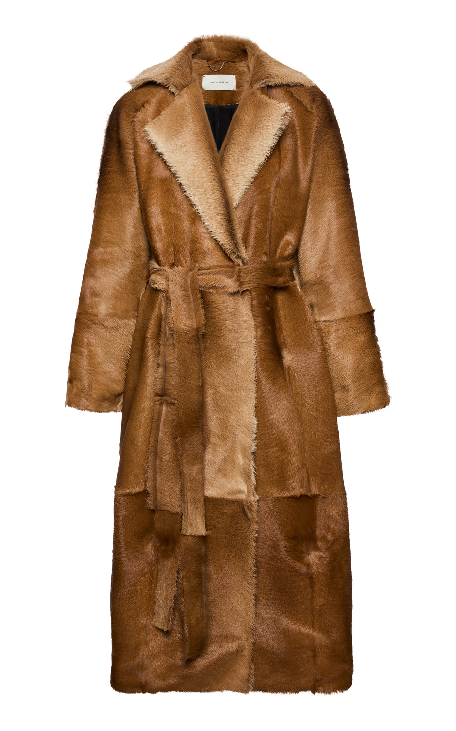 Magda Butrym Paneled Leather Coat In Brown