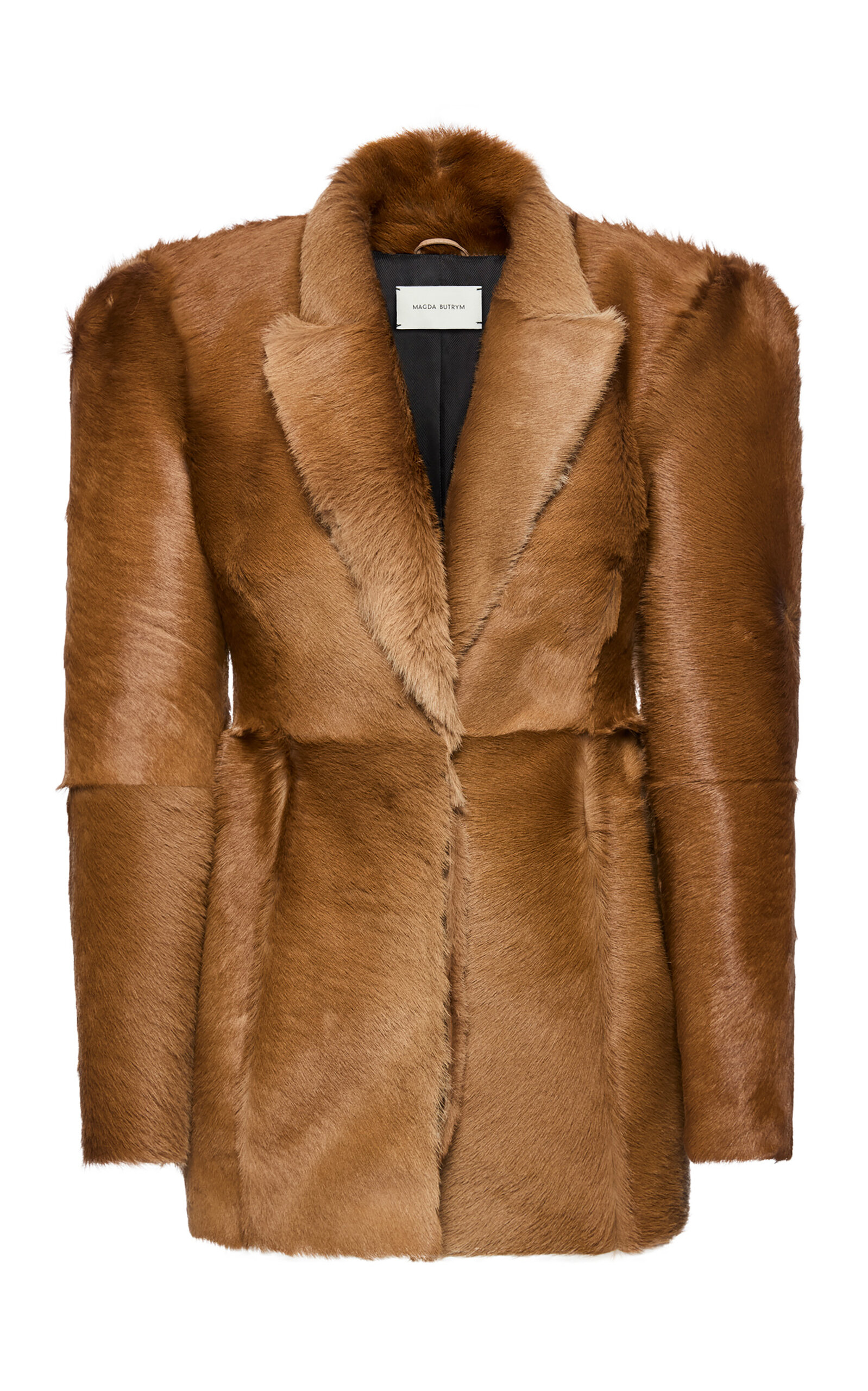 Magda Butrym Paneled Leather Blazer In Brown
