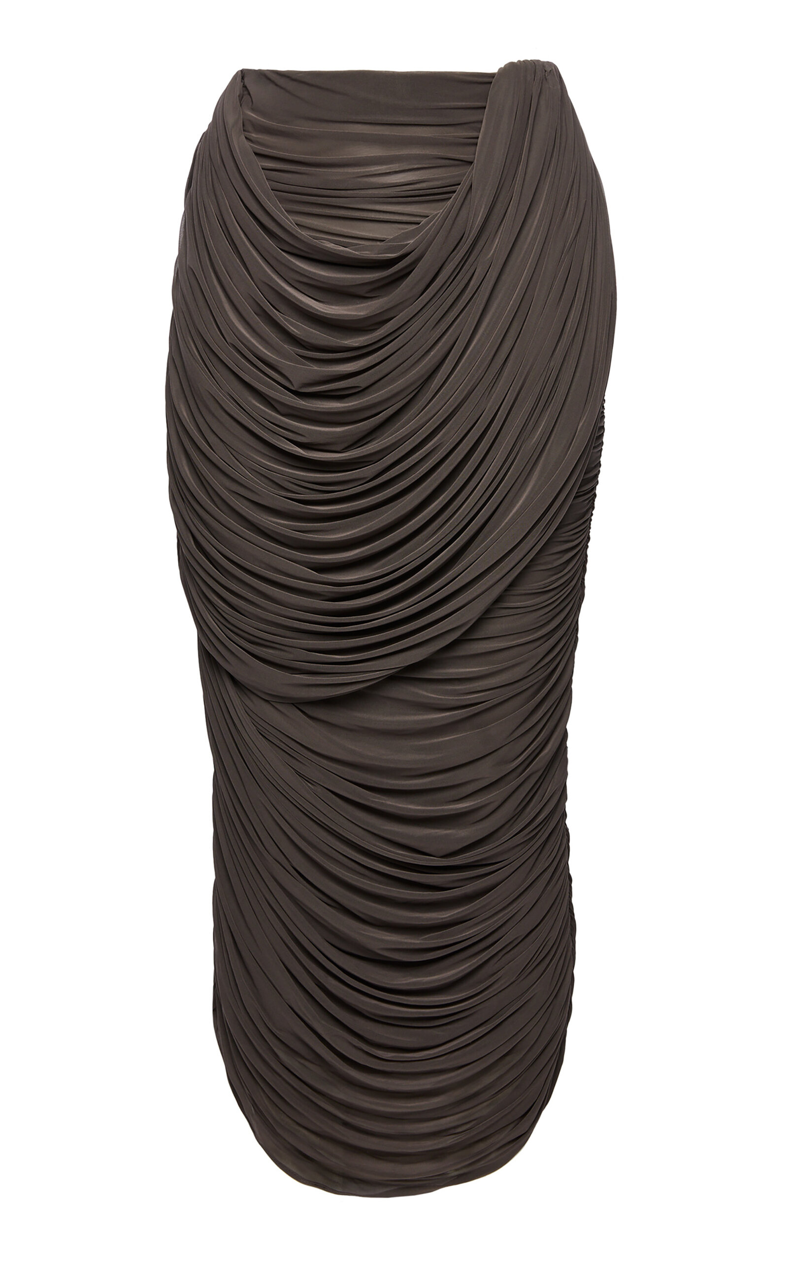 Magda Butrym Draped Jersey Midi Skirt In Brown