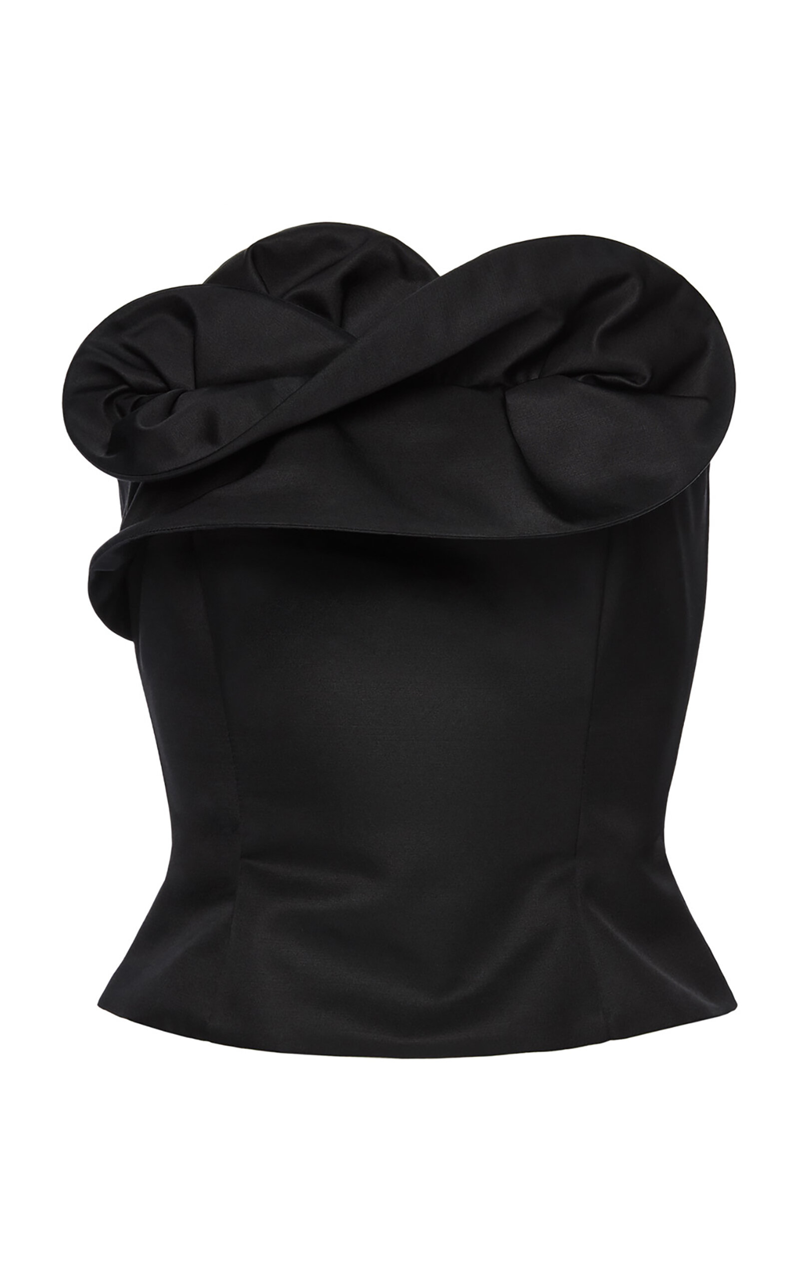 Magda Butrym Rosette-embellished Silk-wool Corset Top In Black